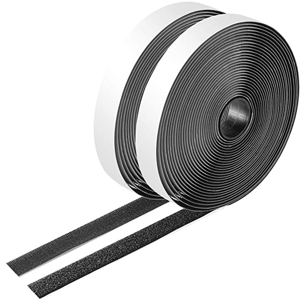 26 Feet Sticky-Back Hook and Loop Strips Roll - 3/4 Inch Black Self Adhesive Tape, Heavy Duty Double Sided Fastener for Indoor Outdoor Use, Home, School, Office Organization, DIY Projects, Crafts, and Wall Decor