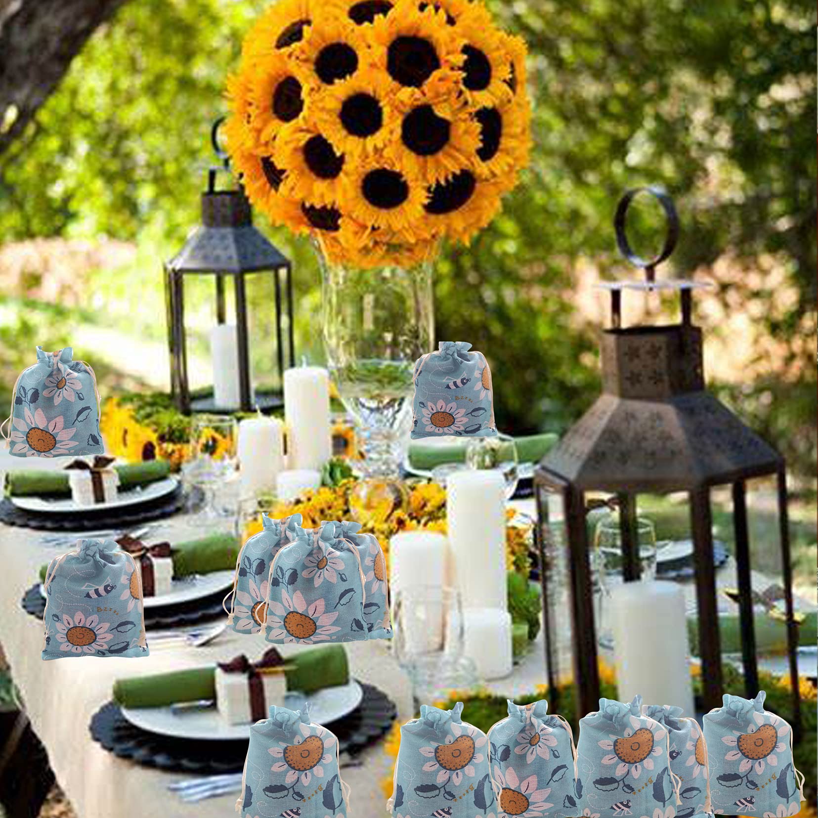Sunflower Drawstring Gift Bags - Bulk Party Favor Pouches for Birthday, Autumn & Summer Celebrations - Perfect for Wedding Favors, Baby Showers & Holiday Treats