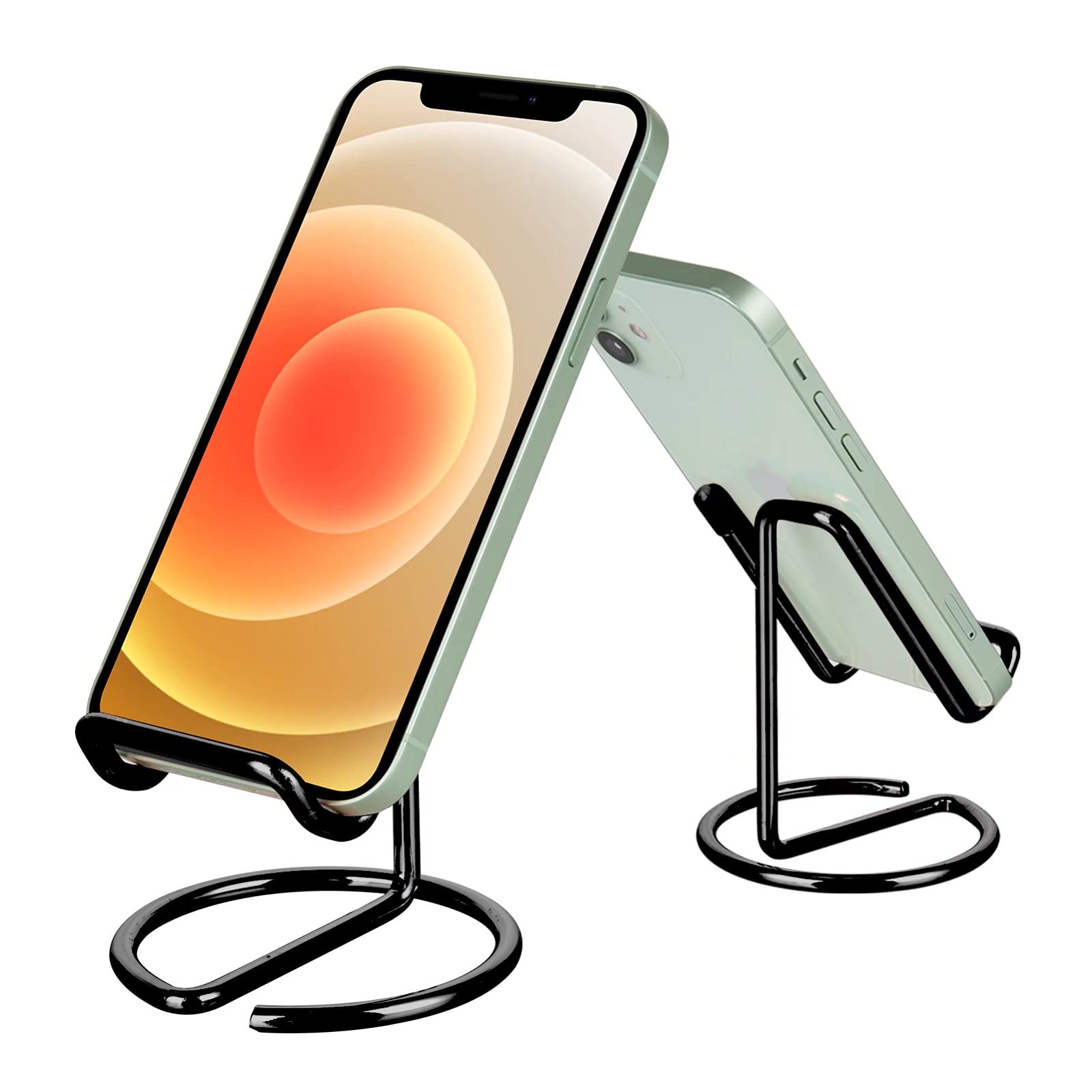 ROPOSY Cute Metal Black Cell Phone Stand Holder - Adjustable Desk Accessory for iPhone, iPad, Switch & All Mobile Phones - Perfect for Work, Gaming & Video Calls