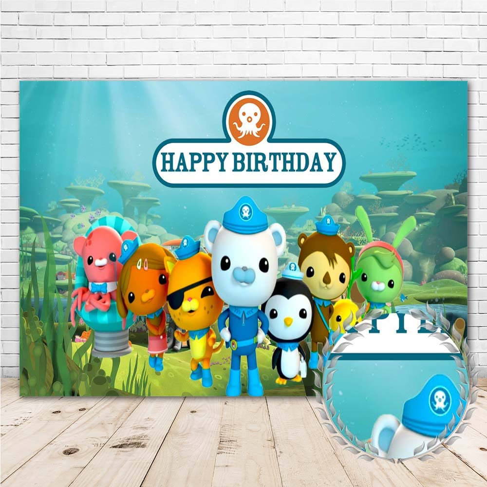 Octonauts Under The Sea Cartoon Happy Birthday Backdrop 7x5ft - Kids Vinyl Party Background for 1st Birthday Decorations | Perfect for Octonauts Themed Birthday Parties, Baby Showers & Underwater Decor