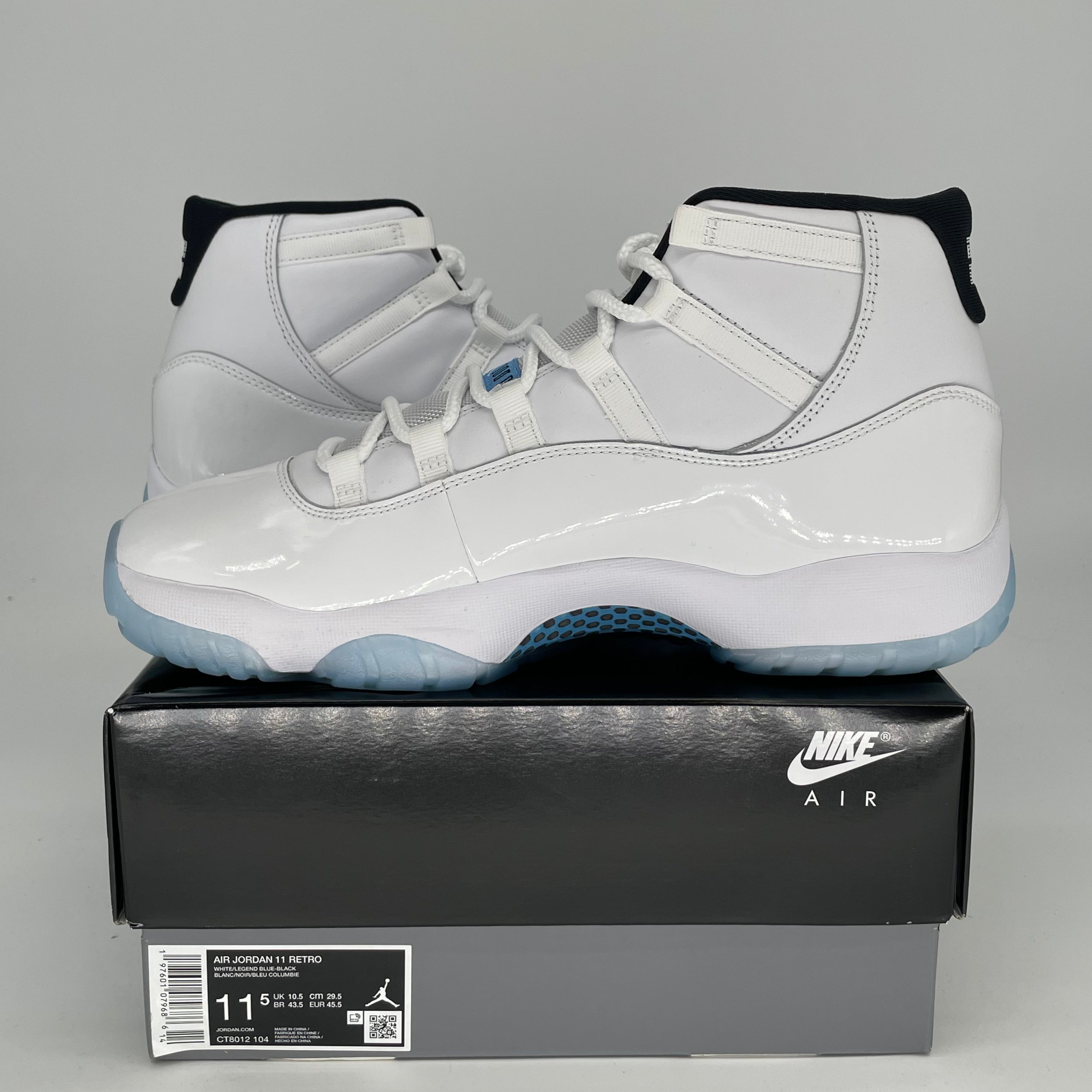 AIR JORDAN 11 LEGEND BLUE Men's Basketball Shoes Size 11.5 - White/Columbia Blue Retro Sneakers CT8012-104 | Perfect for Court Play, Streetwear & Sneaker Collectors