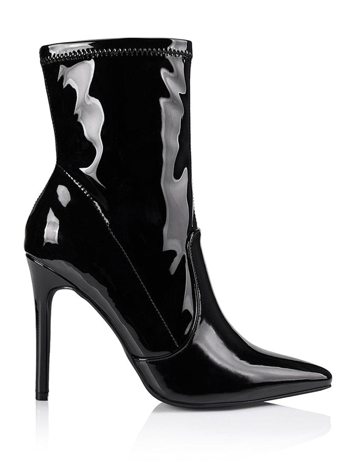 Saskia Women's Black Patent Leather Ankle Boots with Stretch Comfort - Perfect for Office, Casual Outfits & Evening Wear