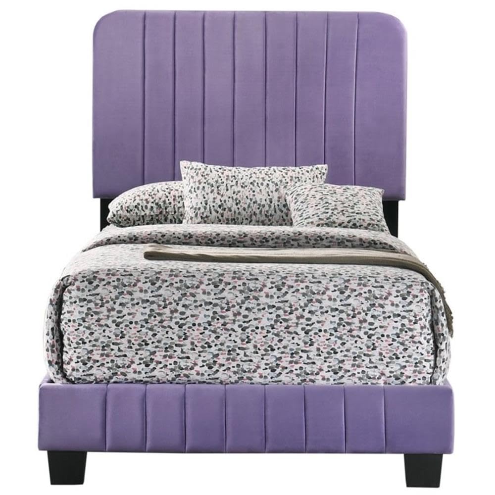 Glory Furniture Lodi Velvet Upholstered Twin Bed in Purple - Luxurious Velvet Bed Frame for Kids & Teens Bedroom, Guest Room & Dorm Decor