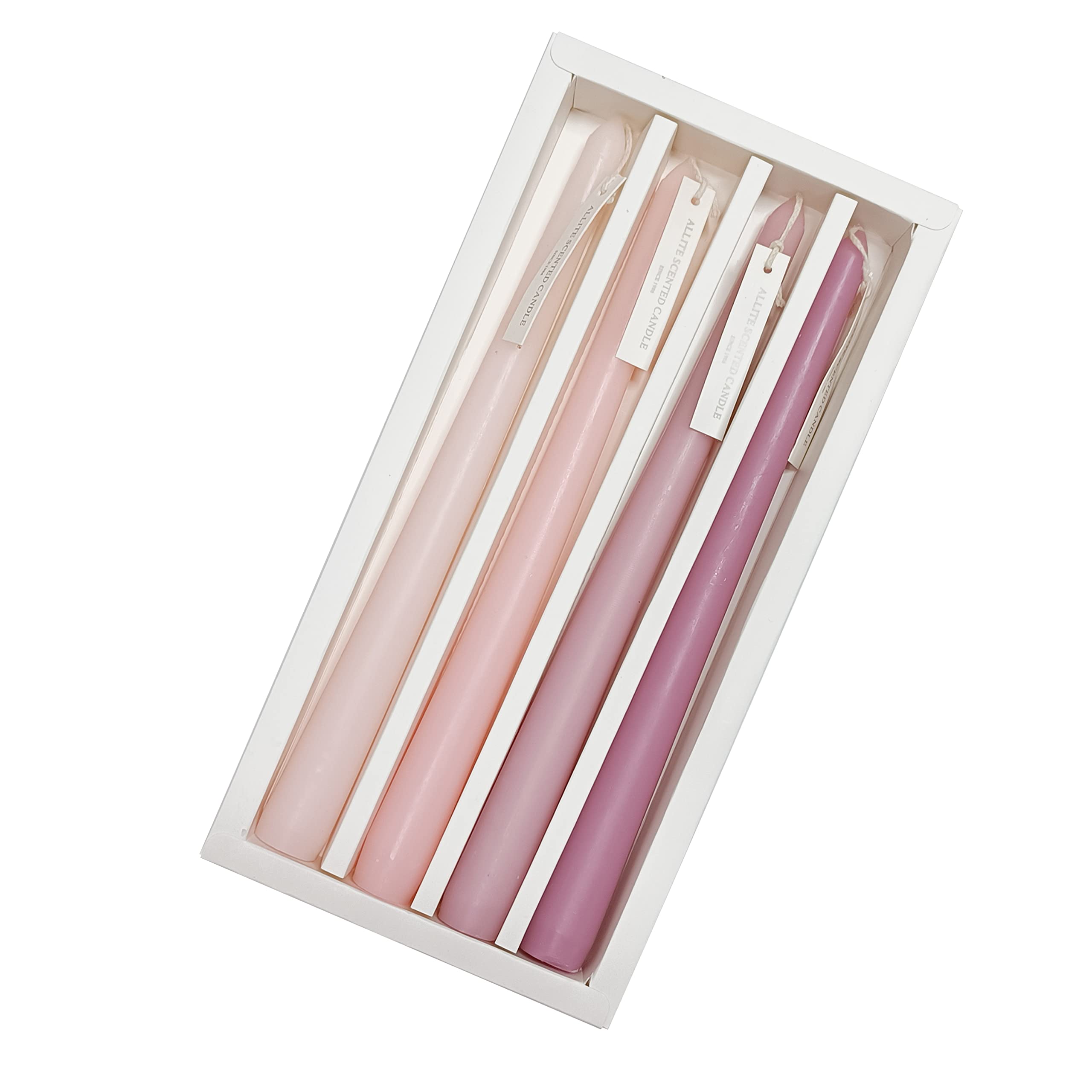 8-Hour Romantic Rose Scented Taper Candles - Pink Gradient Long Candlesticks for Wedding, Anniversary & Romantic Dinners (4-Pack) - Perfect for Table Centerpieces, Candlelight Dinners & Special Occasions