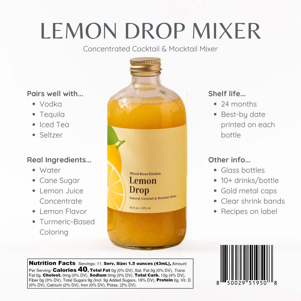 Lemon Drop Cocktail & Mocktail Mix - Refreshing Citrus Drink for Parties, Gatherings & Summer Celebrations