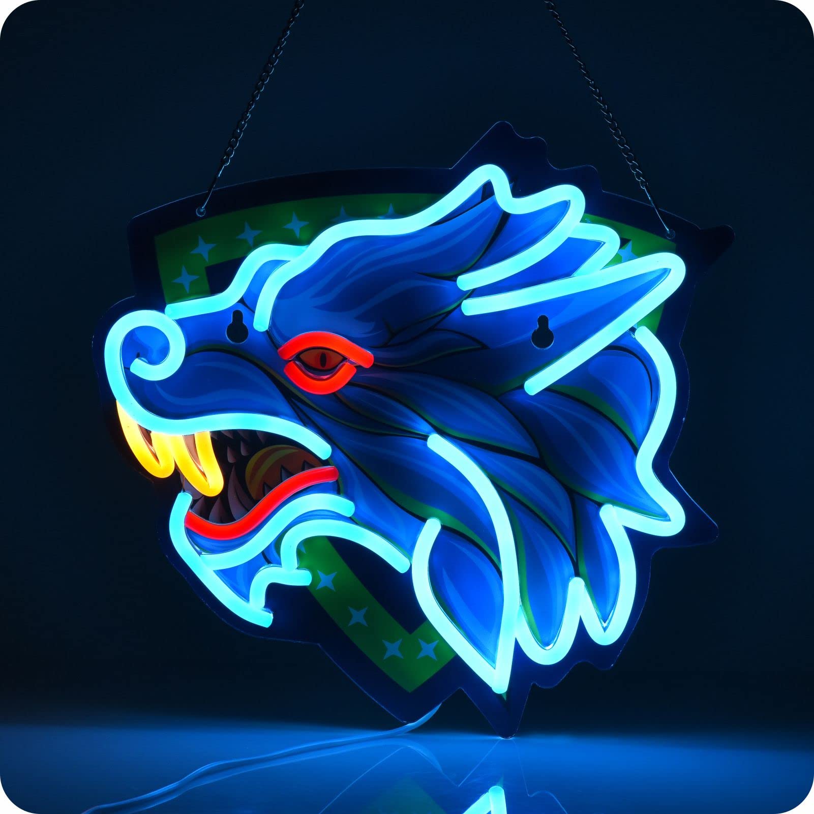 Wolf Neon Sign Wall Decor - USB LED Light for Bar, Pub, Store, Club, Garage & Bedroom - Unique Home Artwork for Modern Interior Design