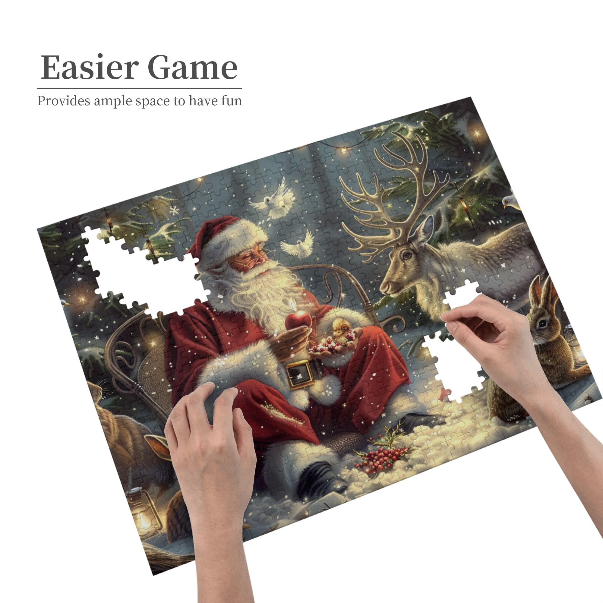 500-Piece Wooden Santa Claus and Animals Jigsaw Puzzle for Adults – Challenging, Stress-Relieving, Enchanting Christmas Puzzle – Perfect Gift for Puzzle Lovers (Home Decor, Family Game Night, Holiday Activity)