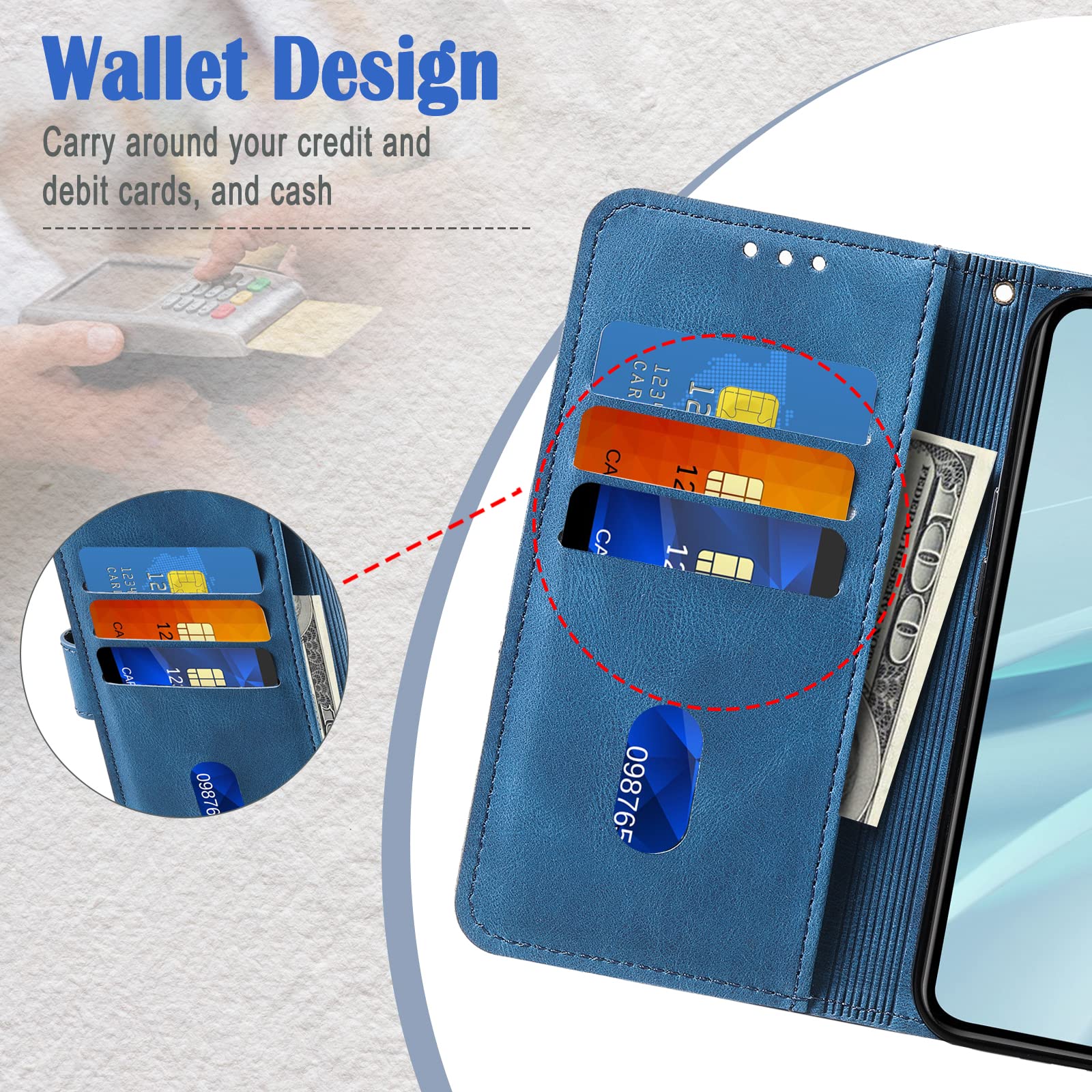 Premium PU Leather Magnetic Wallet Case for Moto G Stylus 5G 2022 - Shockproof TPU Bumper & Card Slots | Perfect for Work, Travel & Everyday Protection (Blue)