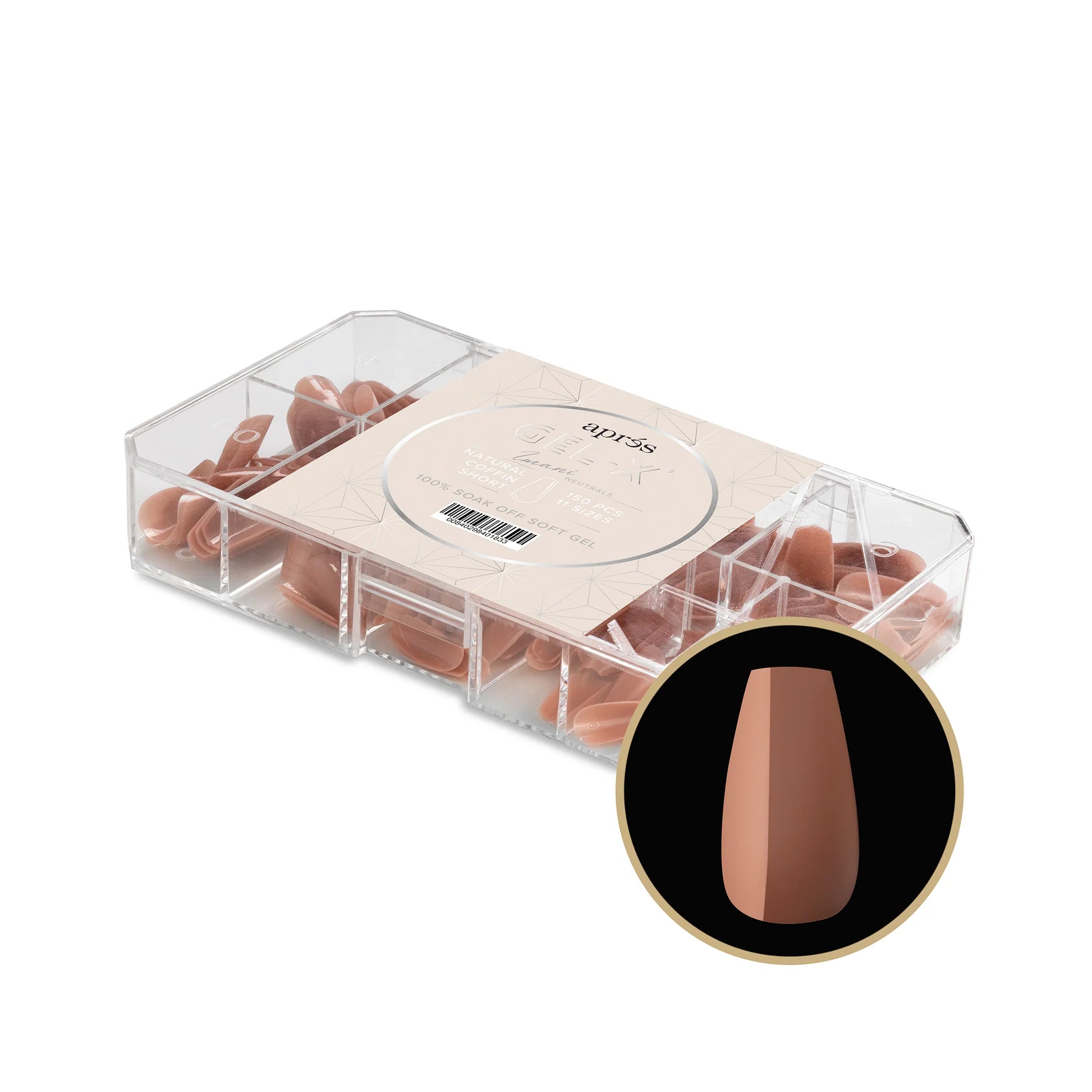 Apres Gel X Neutrals Imani Natural Nail Tips 150pc - Short Coffin Shape for DIY Manicures & Salon Use | Perfect for Natural Nails, Gel Extensions & At-Home Nail Art