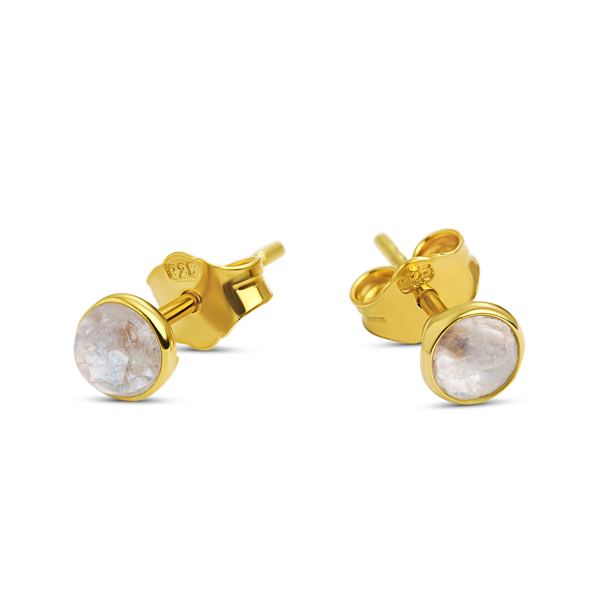 Elegant Round Moonstone Gold Stud Earrings for Women - Perfect for Everyday Wear, Parties & Gifts