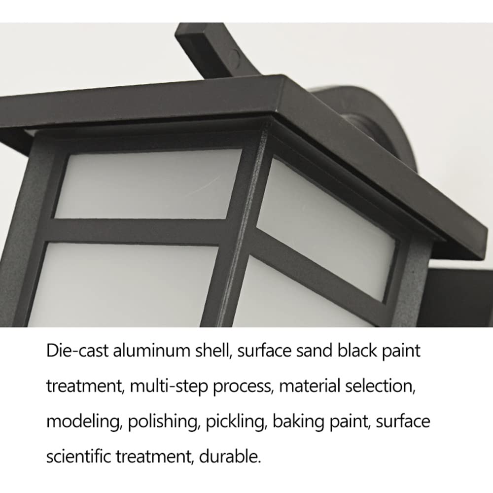 Matte Black Outdoor Wall Lantern with Square Frosted Glass Shade - Waterproof Exterior Porch Light Fixture - Aluminum Wall Mount Lamp for Garage, Doorway, Patio & Garden Lighting