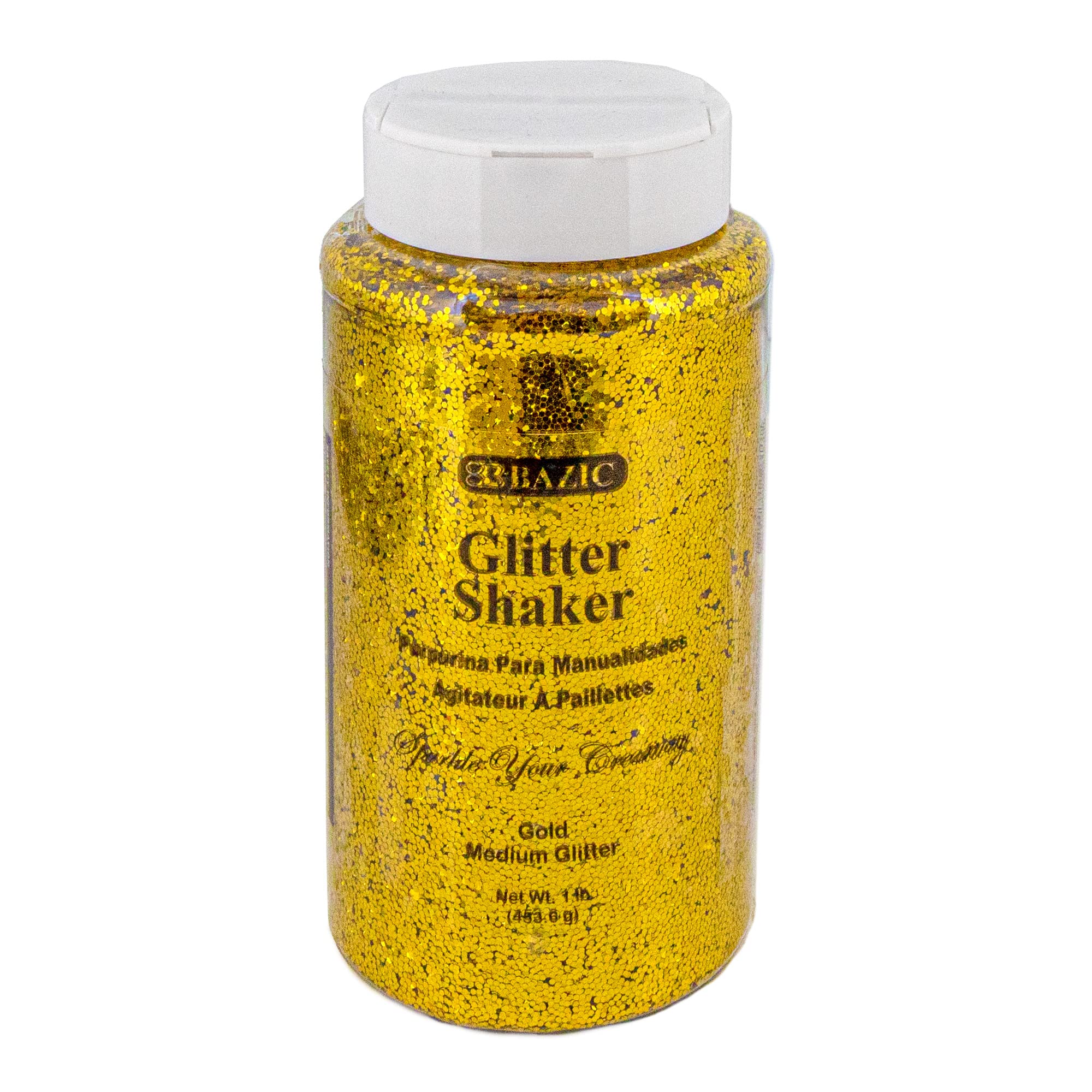 BAZIC 1 LB Gold Glitter Shaker - Metallic Sparkling Powder for Slime, Crafts, Nail Art, Body Paint & Halloween Makeup | Bulk 12-Pack for DIY Projects, Party Decorations & Creative Arts