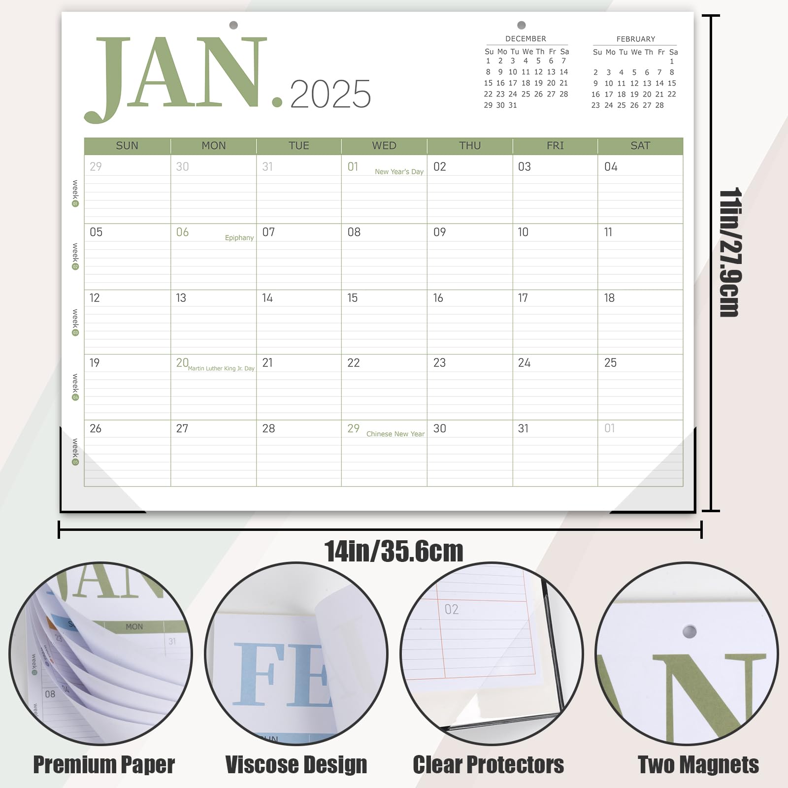 GuassLee 2025-2026 18-Month Academic Desk Calendar | Jan 2025 - Jun 2026 Wall Planner | 14