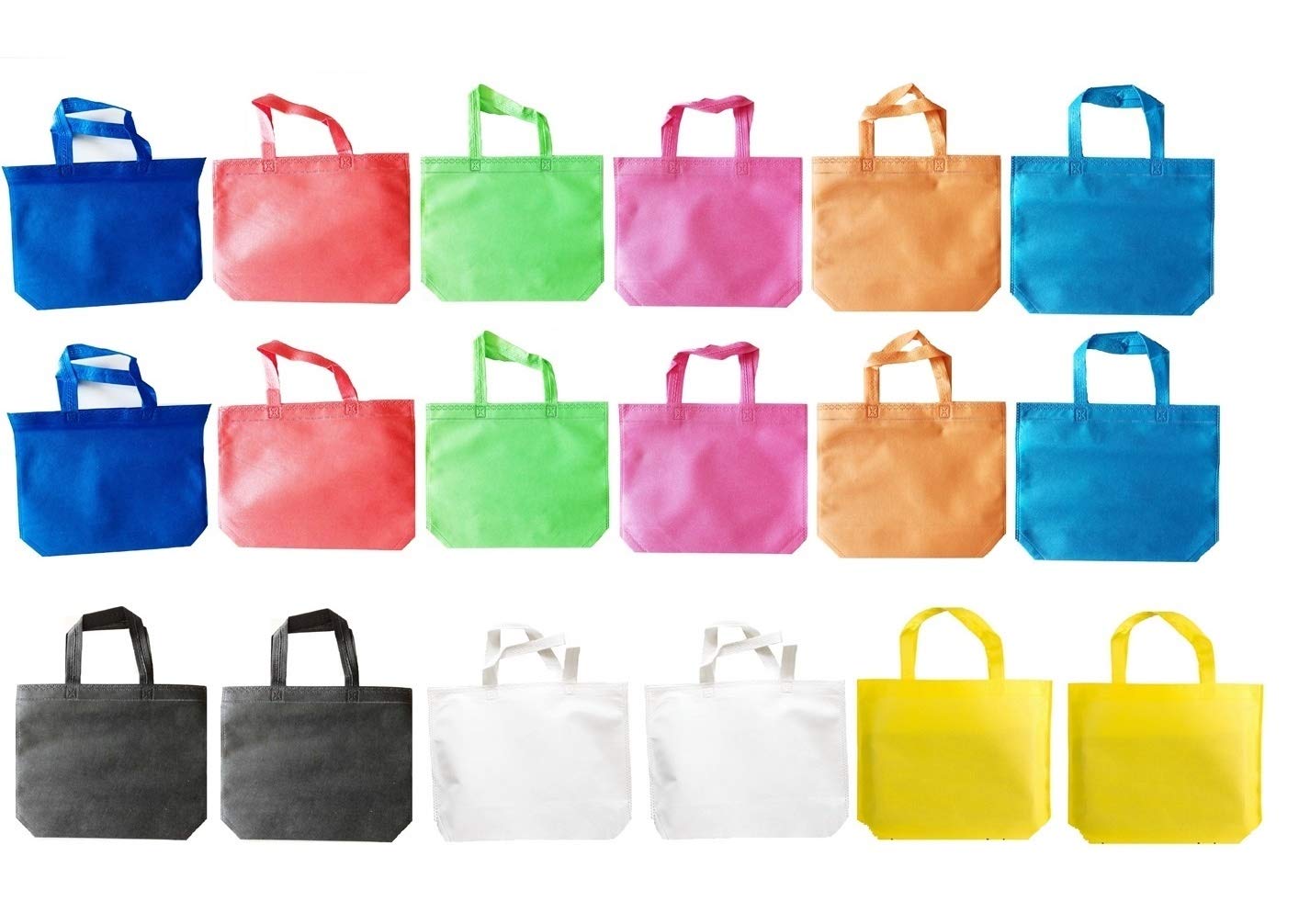 King's Deal 18-Pack Reusable Non-Woven Tote Bags - 9 Colors for Parties & Shopping