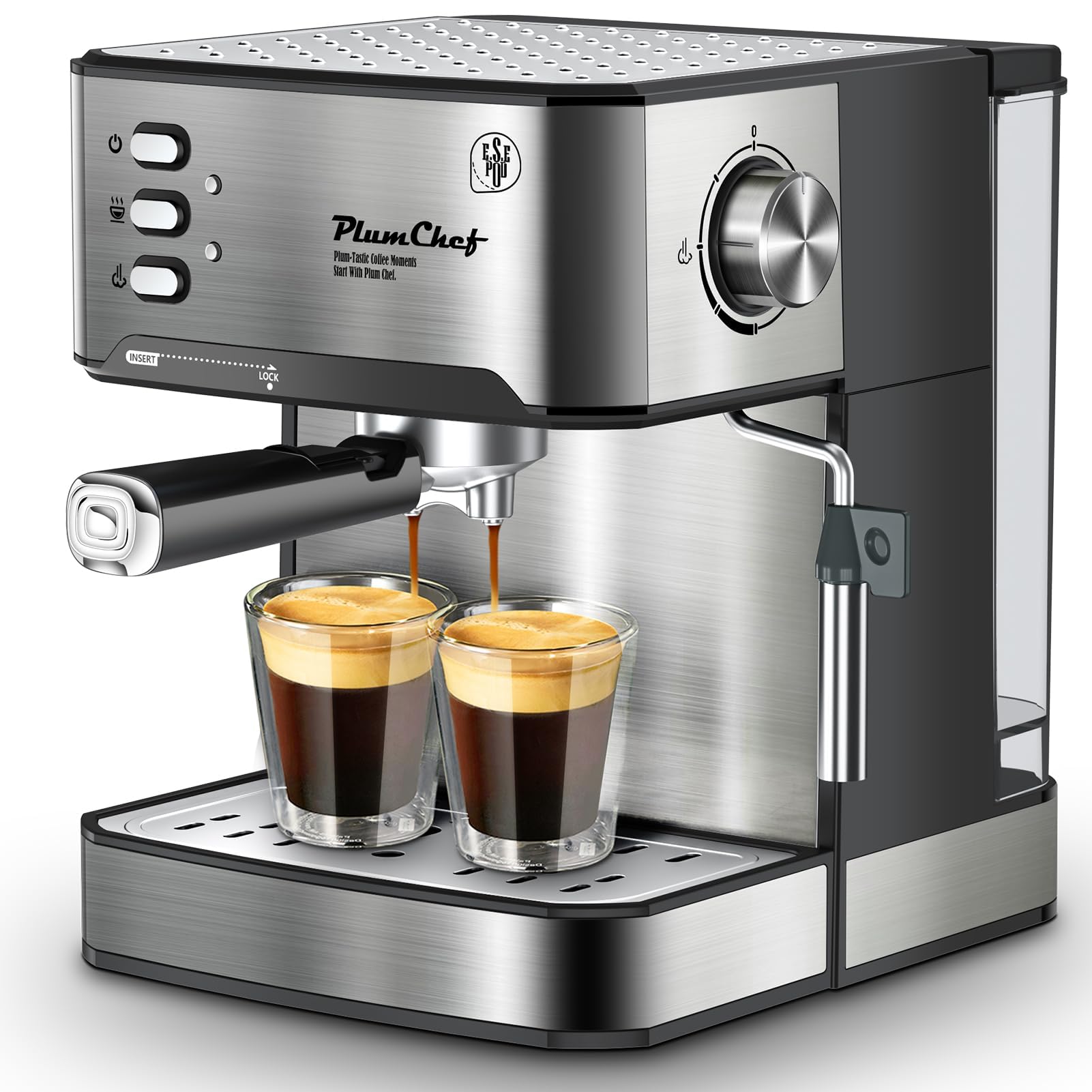 20 Bar Professional Espresso Machine with Milk Frother - Dual Shot & ESE Pod Compatible - 54oz Removable Water Tank - Perfect for Home Baristas & Coffee Enthusiasts - Silver (Ideal for Home Kitchens, Offices & Coffee Shops)