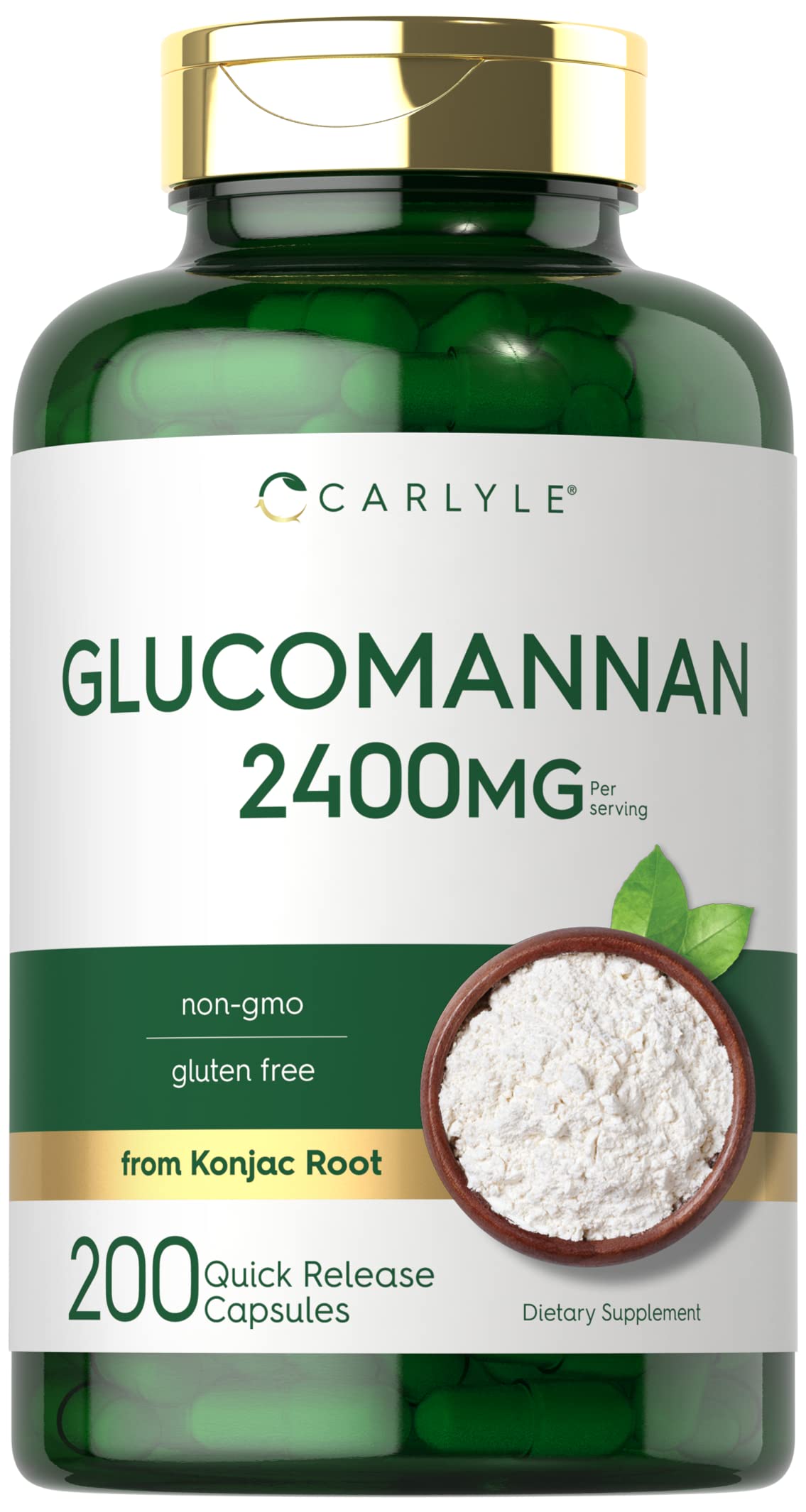 Carlyle Glucomannan Capsules 200 Count | Soluble Fiber Supplement Pills | Non-GMO, Gluten Free, Vegan | Supports Weight Management & Digestive Health | Perfect for Keto & Low-Carb Diets