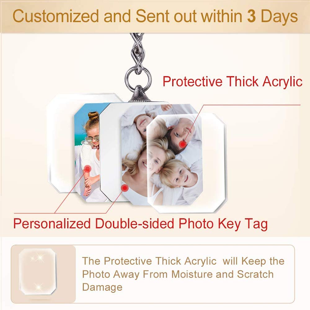 Styletify Custom Photo Keychain - Personalized Double-Sided Crystal Keychain Set with Picture | Perfect Gift for Anniversaries, Birthdays & Travel Accessories