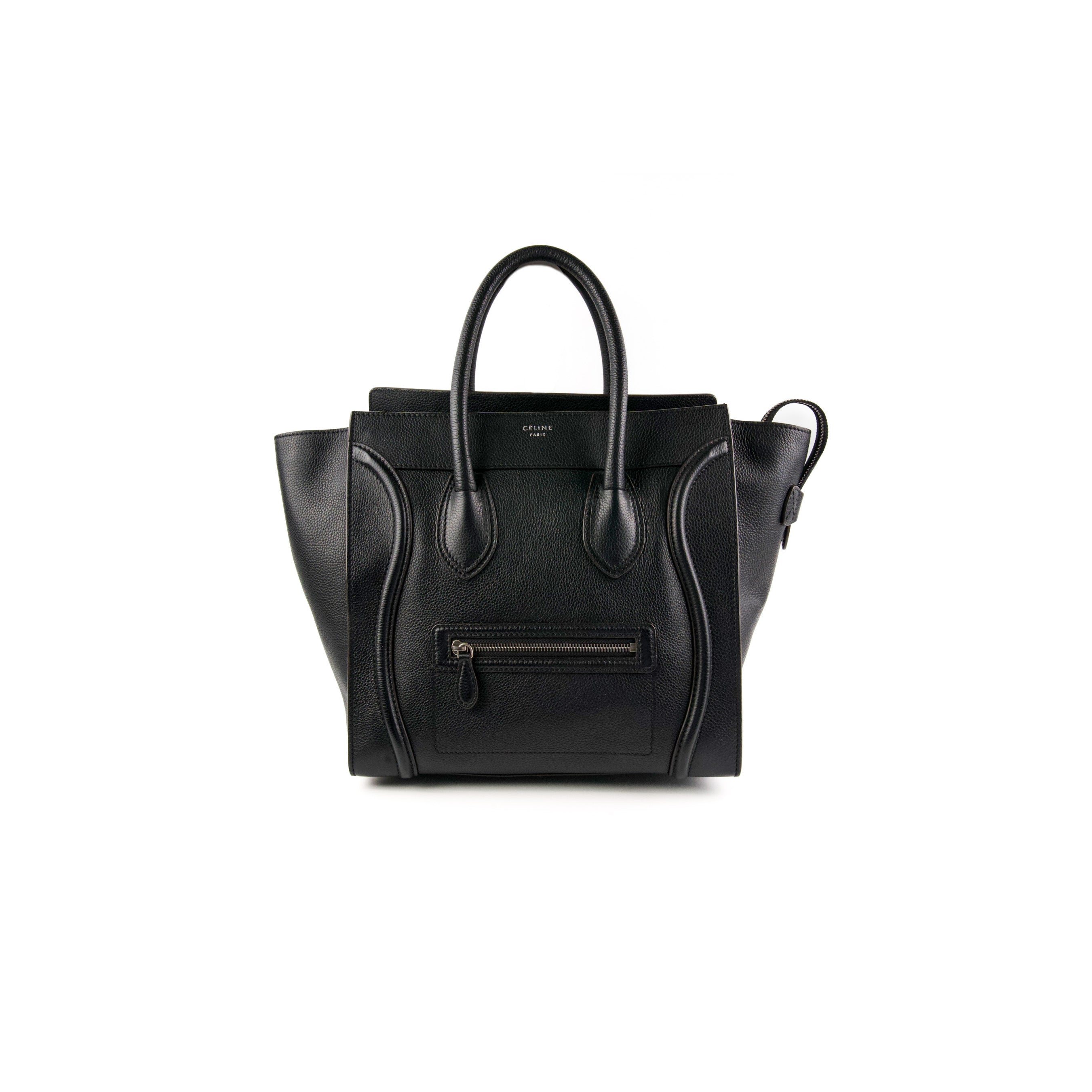 Celine Luggage Mini Black Leather Tote Bag for Women - Stylish Handbag for Work, Travel & Everyday Use