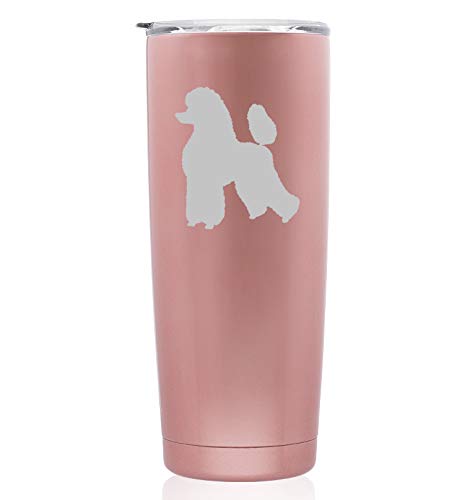 Rose Gold Double Wall Vacuum Insulated Stainless Steel Tumbler Travel Mug - 20oz Skinny Poodle Design | Perfect for Coffee, Tea & Cold Drinks On-The-Go