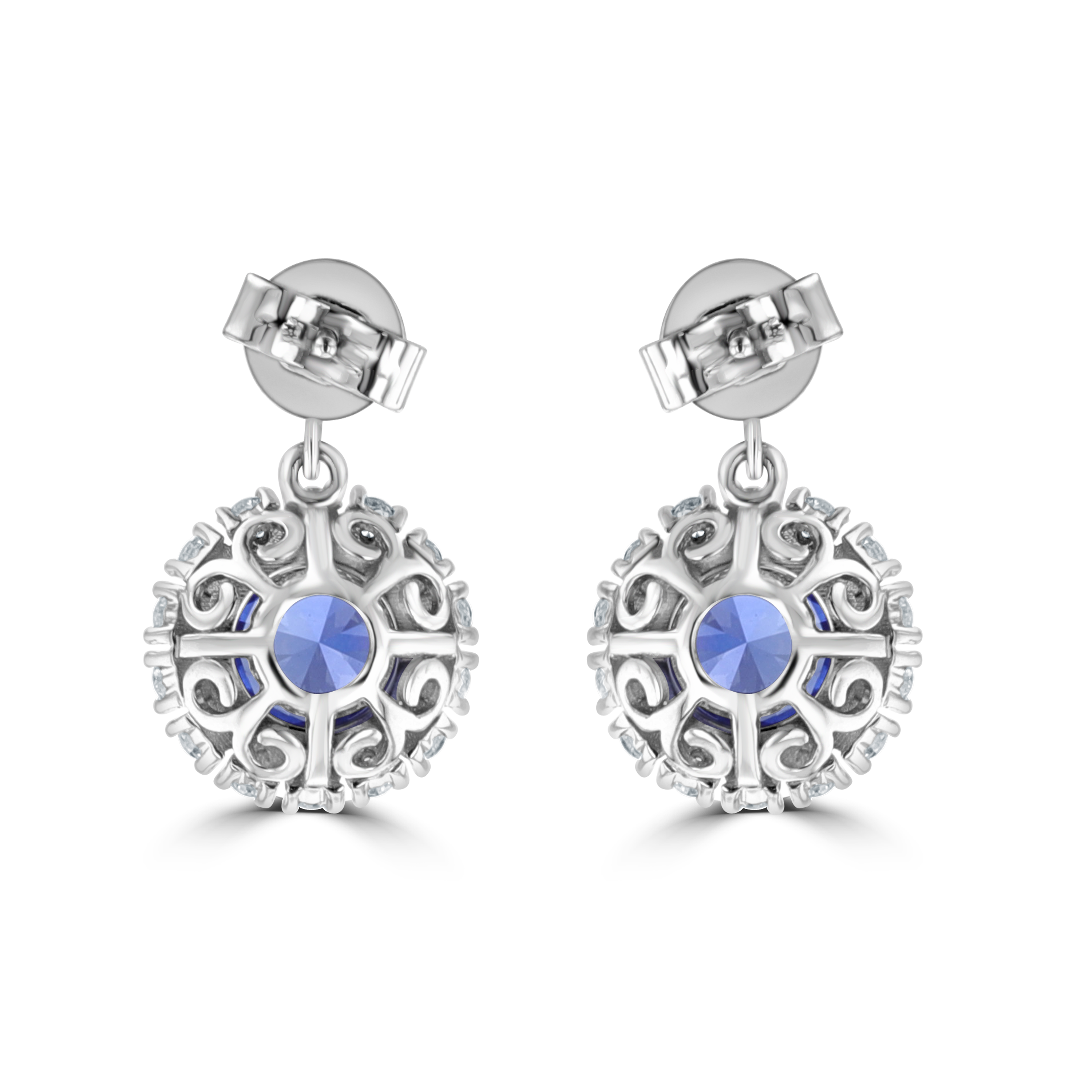 3.80 CTW Sapphire & 1.90 CTW Diamond Halo Drop Earrings for Women - Elegant Dangling Jewelry for Weddings, Parties & Special Occasions