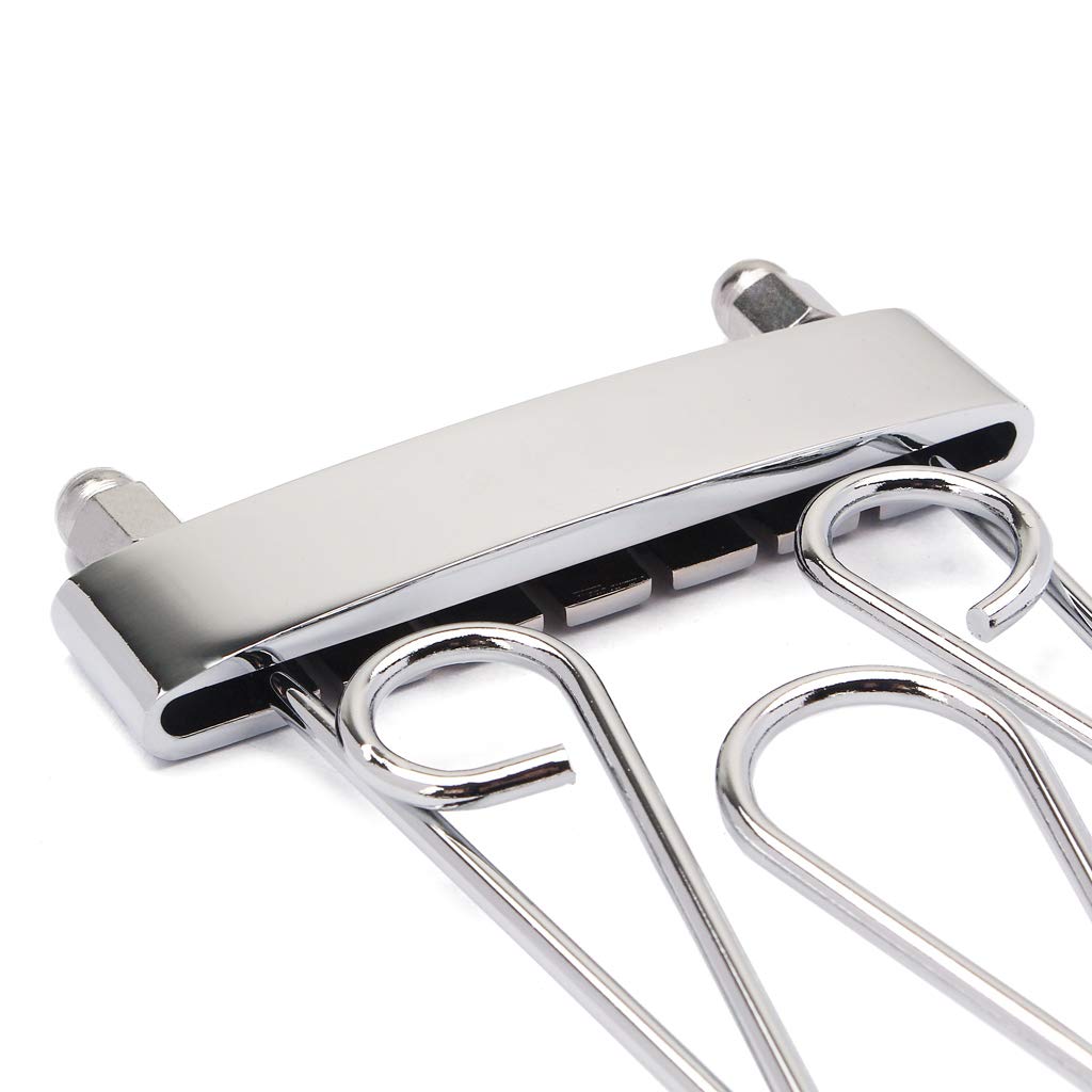 Alnicov 6-String Electric Guitar Tailpiece with Wired Frame - Chrome Hollow/Semi-Hollow Body Replacement Part for Jazz & Blues Performances