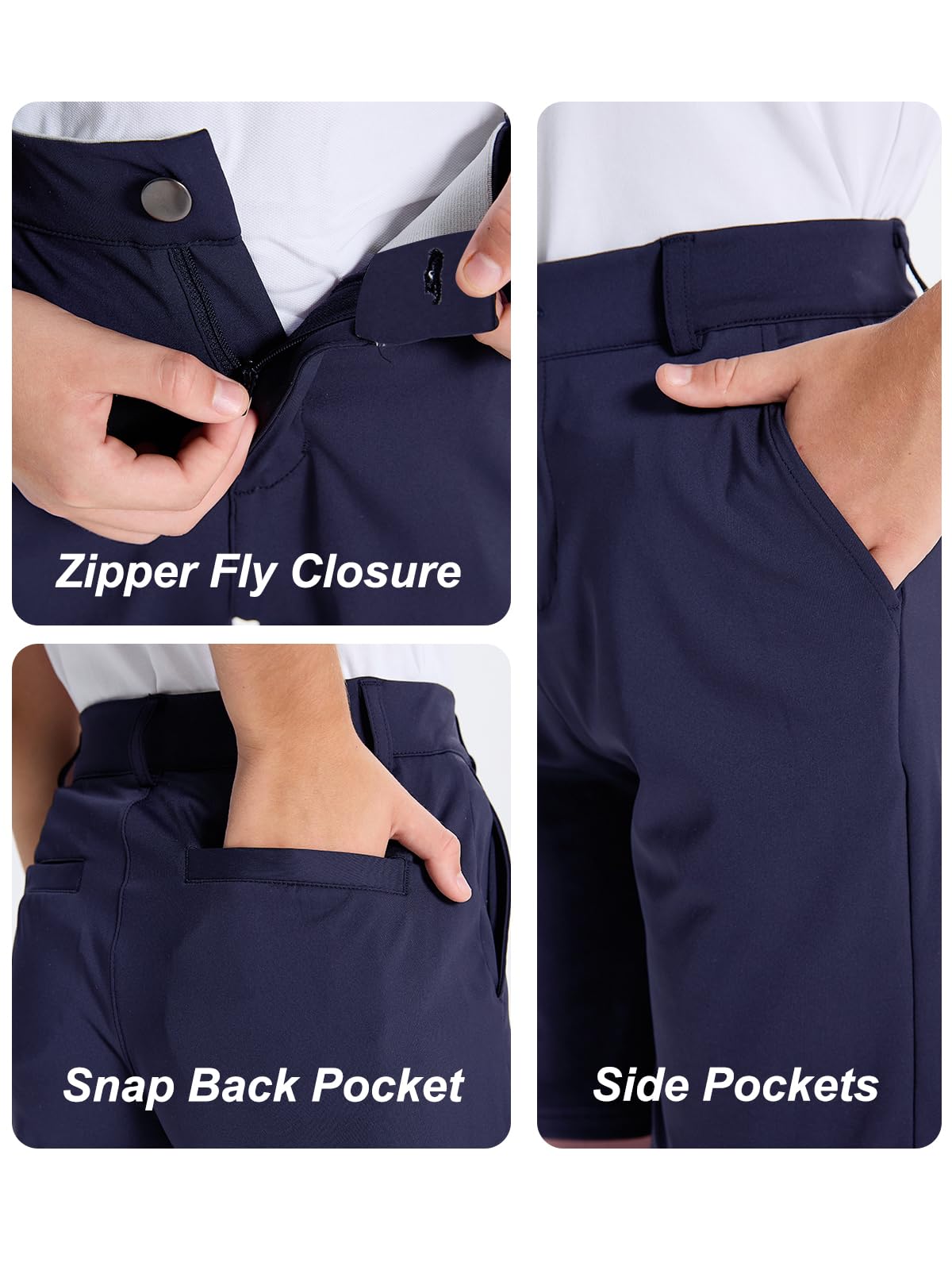 DEVOROPA Boys' Stretch Golf Shorts - Flat Front Chino Hybrid Twill Casual Shorts with Pockets for Youth & Kids - Perfect for School Uniforms, Golf Practice & Everyday Wear
