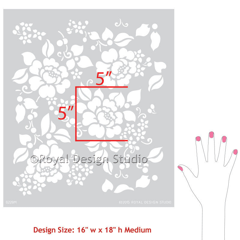 Spring Rose Blossoms Wall Stencil - DIY Home Decor Painting Template for Living Room, Bedroom, Nursery | Reusable Wall Art Design for Creative Interior Projects