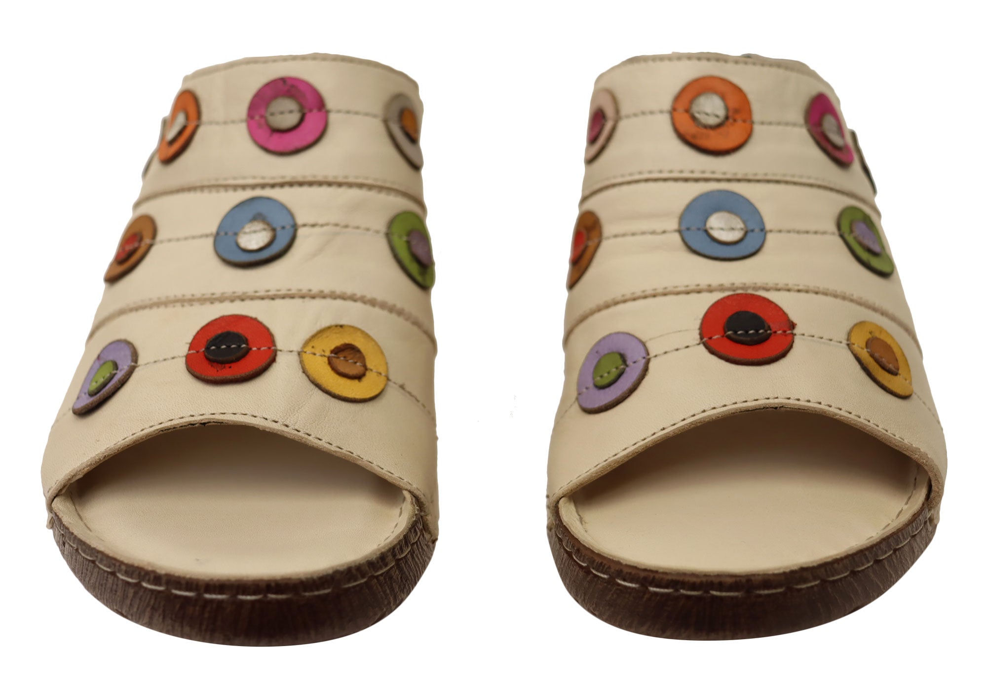 Orizonte Passion Women's Comfortable Leather Slides Sandals - European Style for Casual Wear, Beach, and Home Relaxation