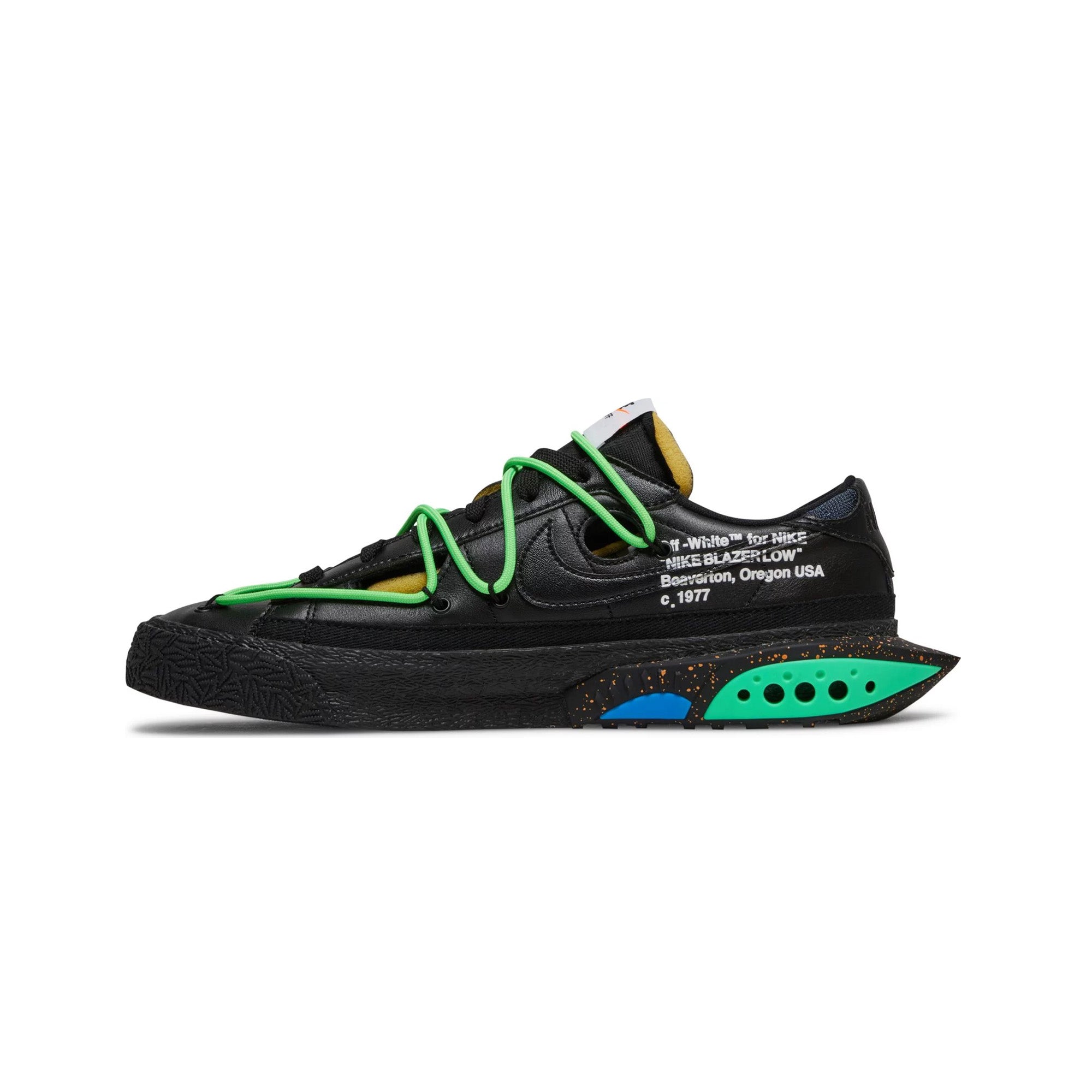Nike Blazer Low x Off-White 'Black Electro Green' Sneakers (2022) - Men's Streetwear Fashion Shoes for Casual Wear & Urban Style