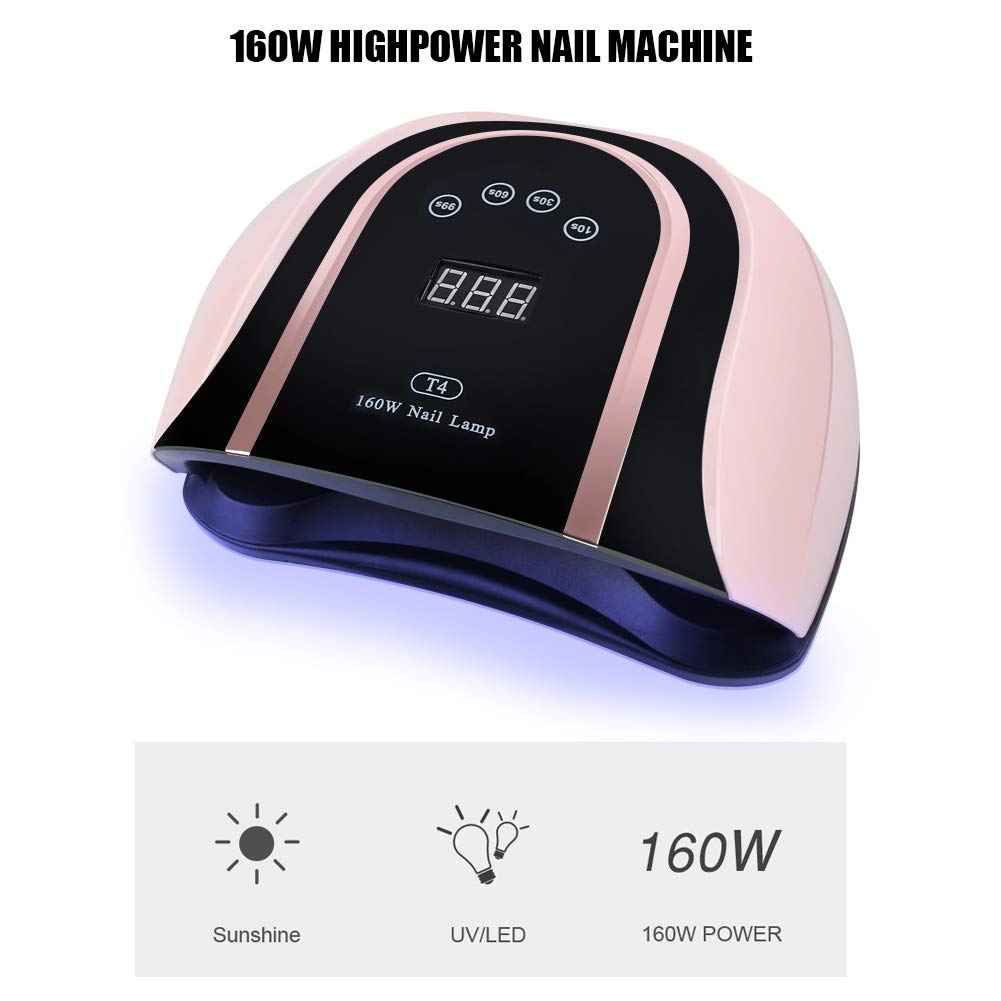 160W UV LED Nail Lamp - Professional Nail Polish Dryer & Gel Curing Light for Manicures | Fast Drying for Acrylic, Gel & Dip Nails | Perfect for Home & Salon Use (US)