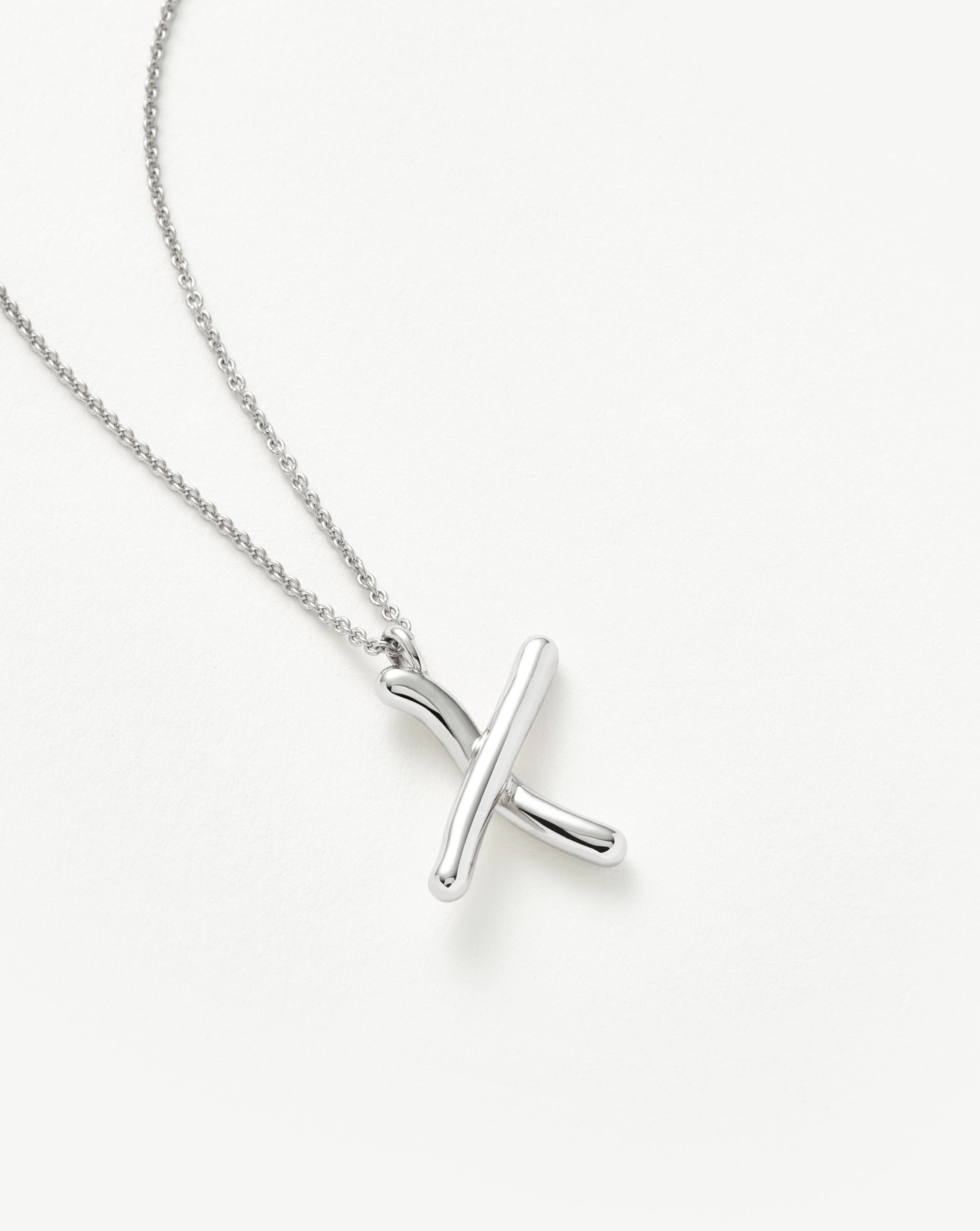Personalized Sterling Silver Curly Molten Initial Pendant Necklace - Custom Letter X Jewelry for Women | Gift for Her, Birthday, Anniversary, Valentine's Day | Elegant Layering Necklace for Everyday Wear