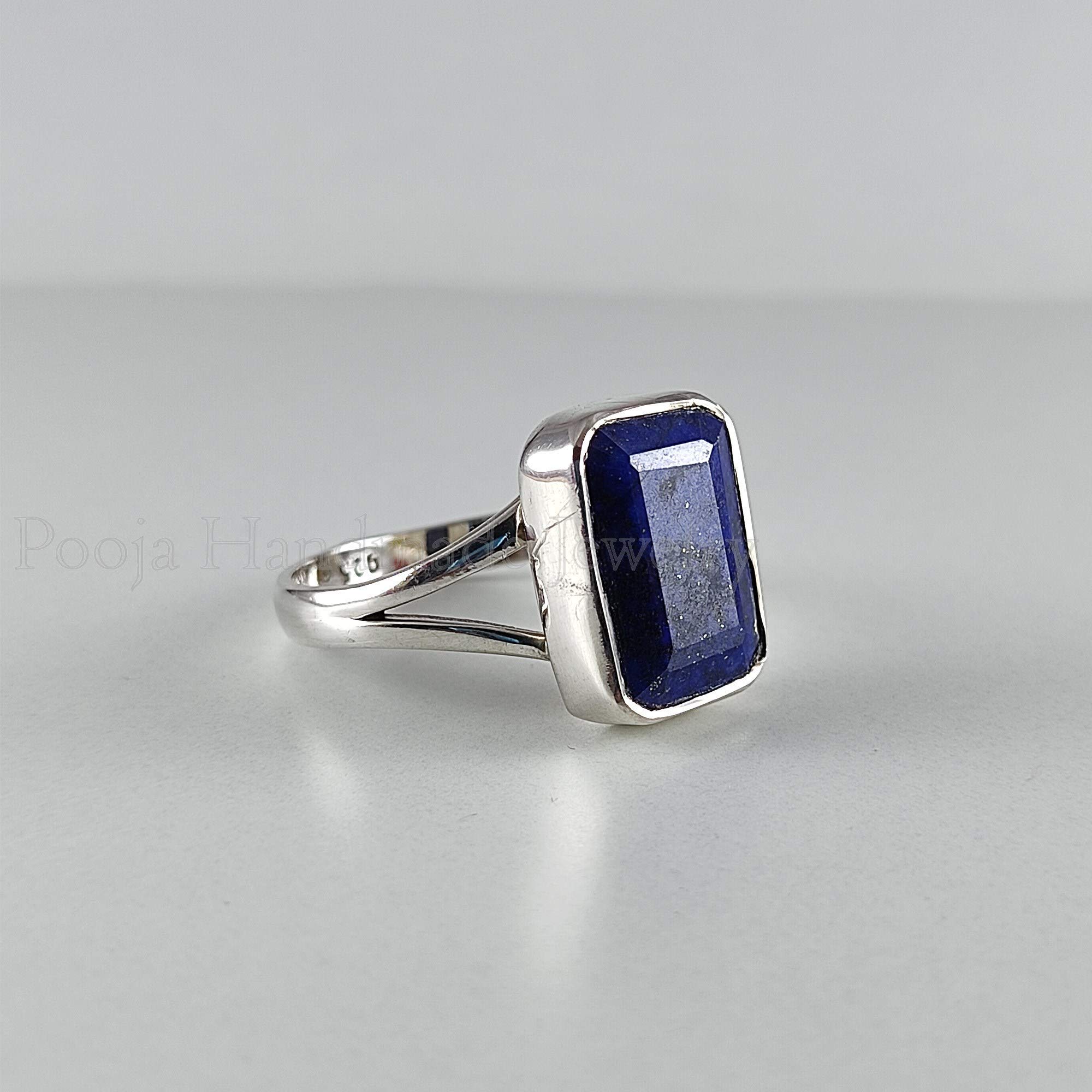 Natural Lapis Lazuli Ring - Solid 925 Sterling Silver Octagon Gemstone Ring, Handmade Boho Dainty Jewelry | Unisex Promise Ring, Birthday Gift for Her | Perfect for Spiritual Healing, Meditation & Boho Fashion