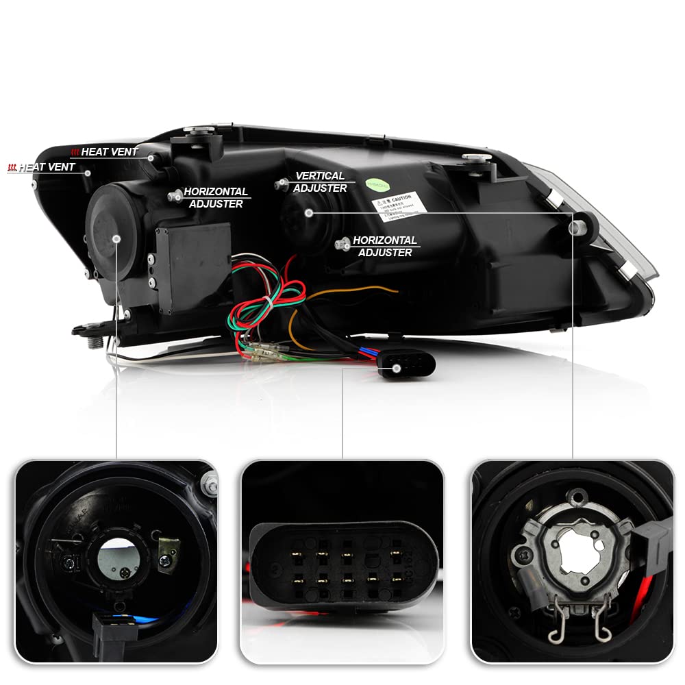 ACANII Smoked Lens LED DRL Projector Headlights for 2011-2017 Volkswagen Jetta MK6 - Halogen Replacement - Upgrade Your Car's Style & Night Visibility