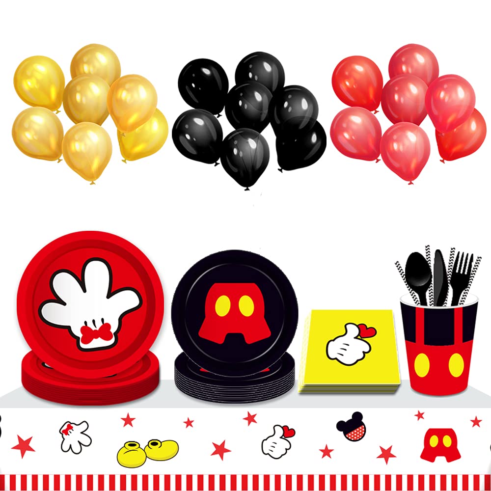 Mouse Birthday Party Supplies Set - 88PCS Disposable Plates, Dessert Plates, Cups & Napkins for 16 Guests | Cute Mouse Theme Decorations for Kids Birthday, Baby Shower & Themed Parties