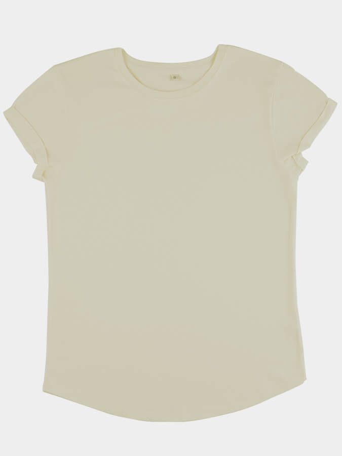 Organic Cotton Rolled Sleeve T-Shirt for Women - Comfortable Yoga Studio Top | Perfect for Yoga, Pilates & Casual Wear