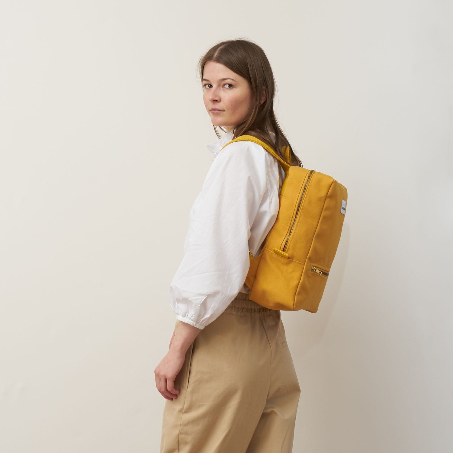 Natural Cotton Canvas Daypack - Mustard Yellow | Lightweight Durable Backpack for Travel, Hiking & School | Eco-Friendly & Stylish Everyday Carry