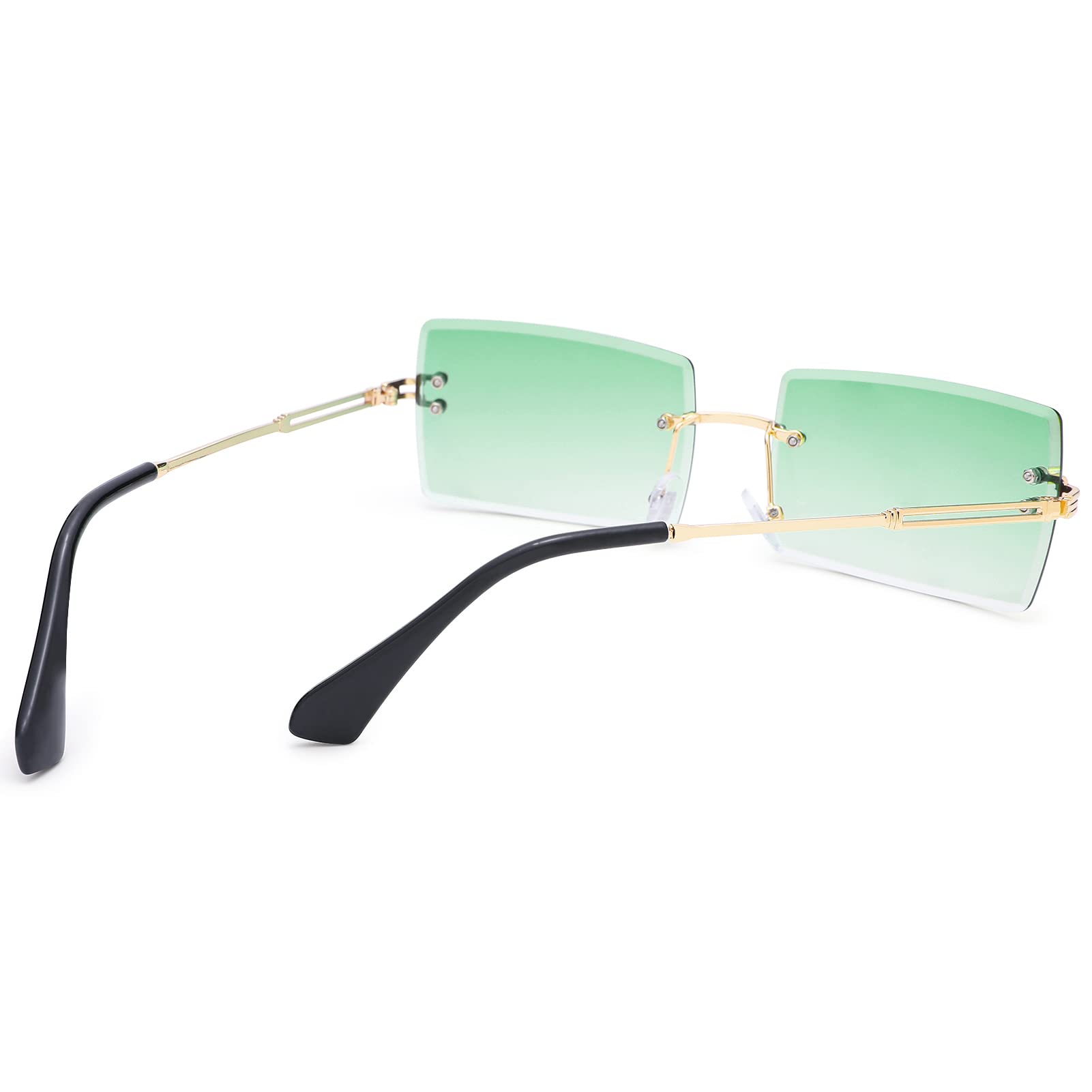 Stylish Rectangle Sunglasses for Men & Women - Small Rimless Square Shades for UV Protection - Perfect for Driving, Beach & Outdoor Activities