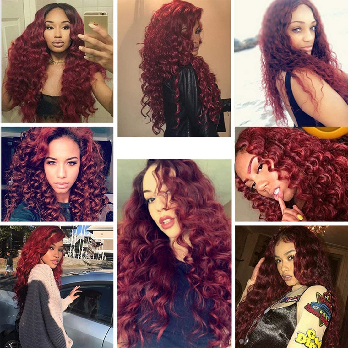 Brazilian Virgin Human Hair Bundles with 4x4 Lace Closure - 99J Deep Wave 3 Bundles Burgundy Wine Red Double Weft Hair Extensions for Styling & Volume | Perfect for Daily Wear, Parties & Special Occasions