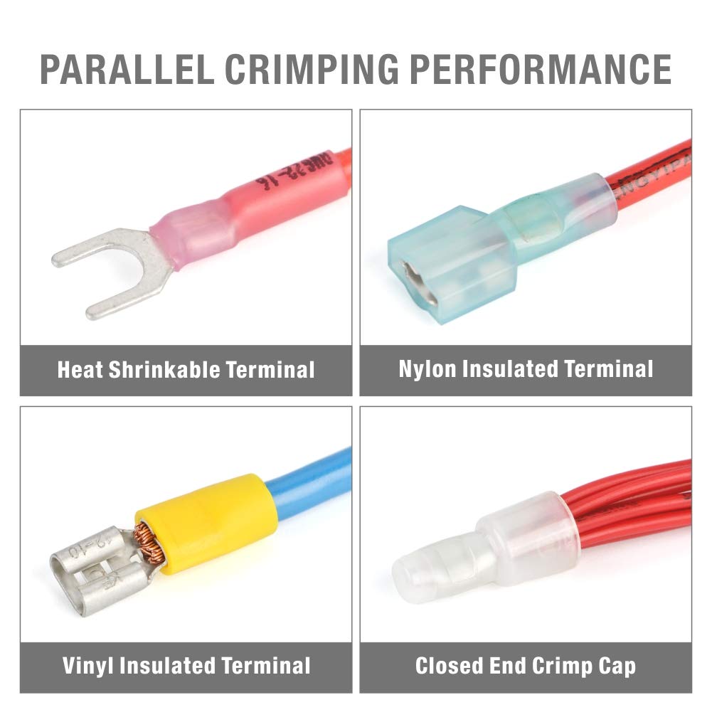 iCrimp Ratcheting Crimping Tool for AWG22-10 Wires - Professional Heat Shrink Connectors Crimper for Insulated Nylon & Electrical Wire Terminals - Perfect for DIY Electrical Projects, Automotive Wiring, and Home Repairs