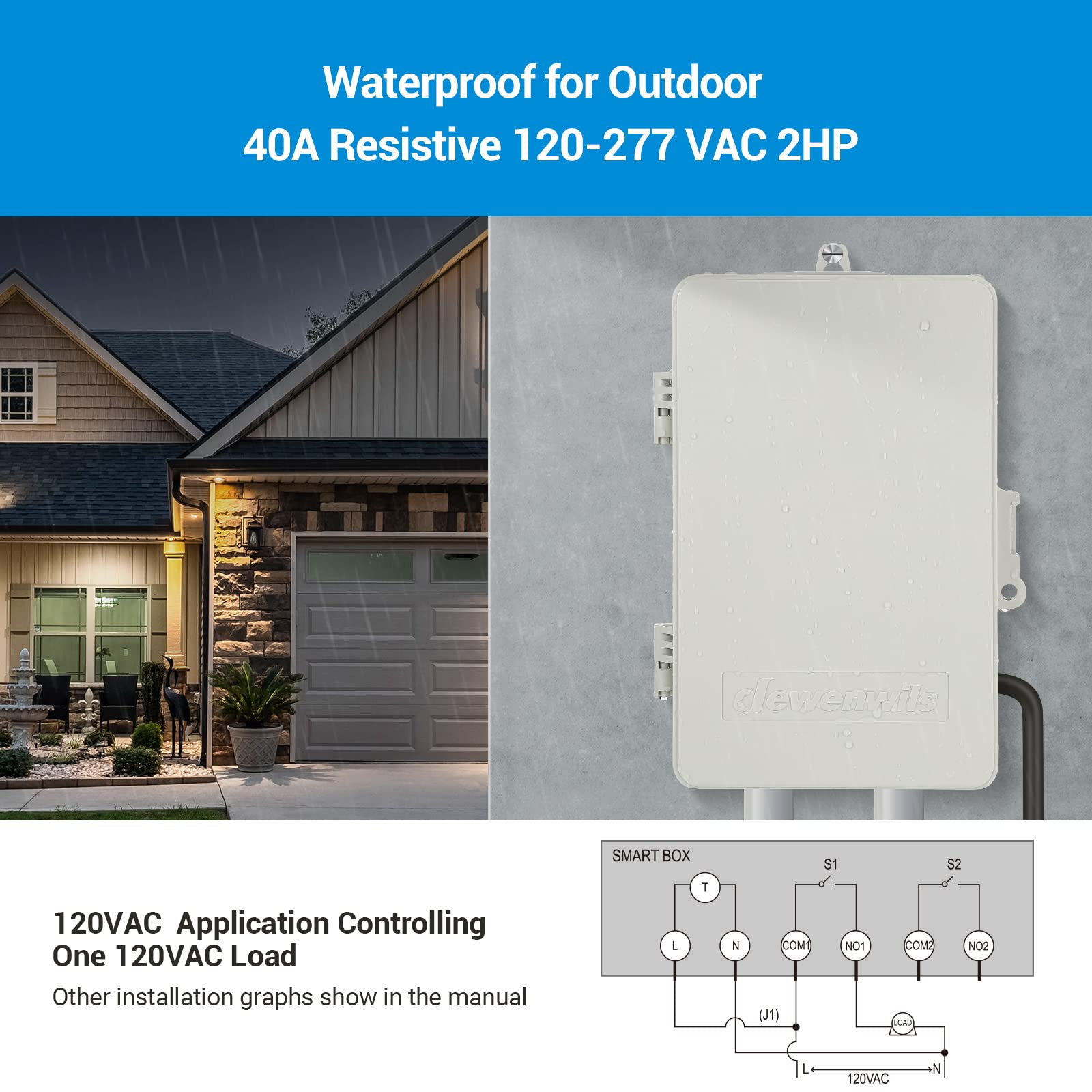 DEWENWILS WiFi Pool Timer Switch - 40A Heavy Duty 120-277VAC 2HP, Smart Home Compatible with Alexa & Google Assistant, ETL Certified - Perfect for Swimming Pool Pumps, Hot Tubs & Outdoor Lighting Control
