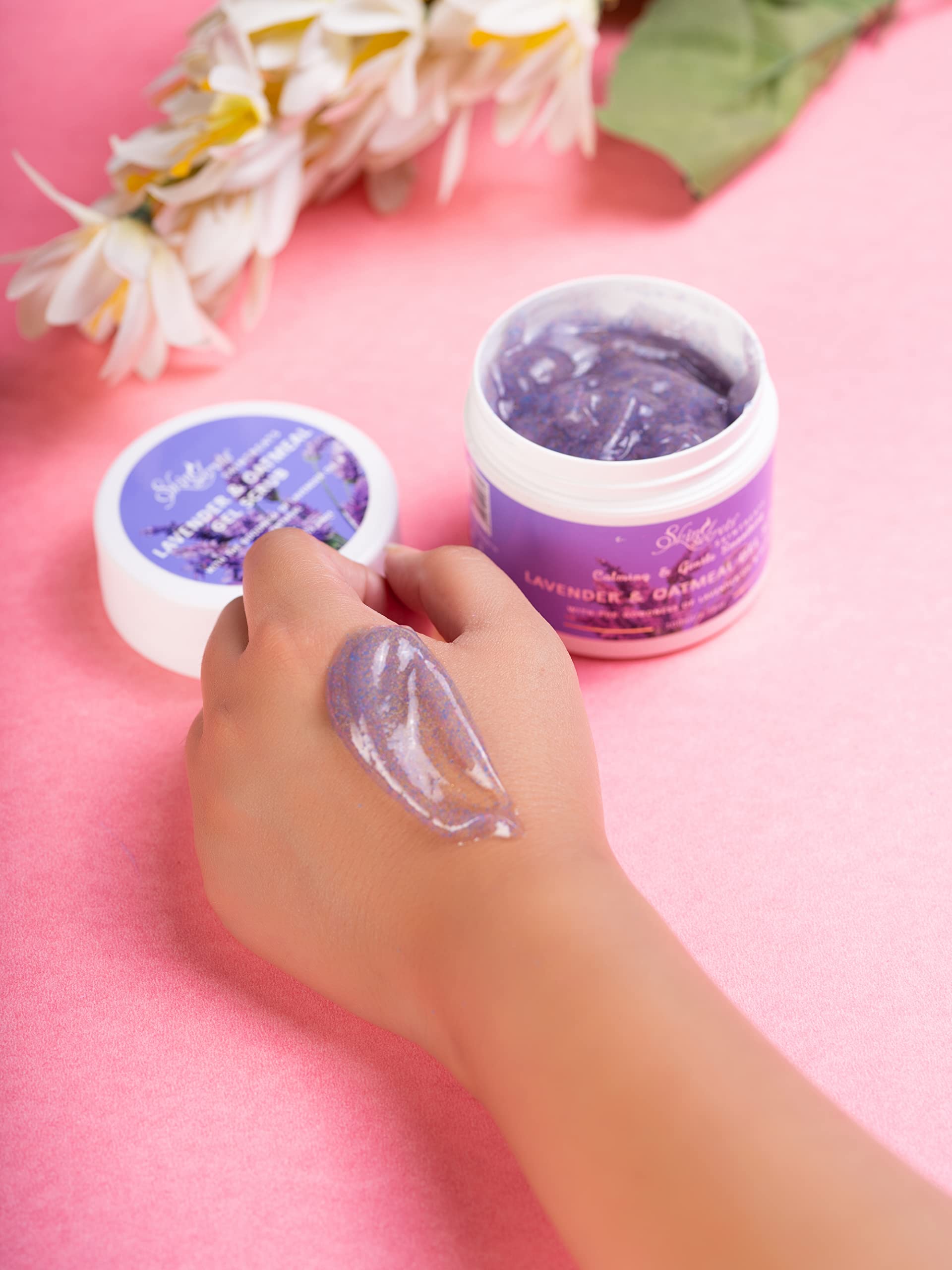 Skin Secrets Lavender & Oatmeal Gel Scrub with Lavender Oil | 100g | Paraben & Silicone Free | Gentle Exfoliating Face & Body Scrub for Dry & Sensitive Skin | Relaxing Spa Treatment at Home