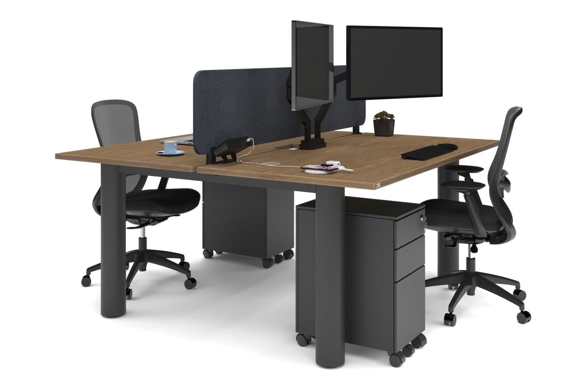 Quadro Cylinder Leg 2-Person Office Workstation Desk - 1800L x 800W with Cable Management Scallop - Perfect for Collaborative Workspaces & Modern Offices