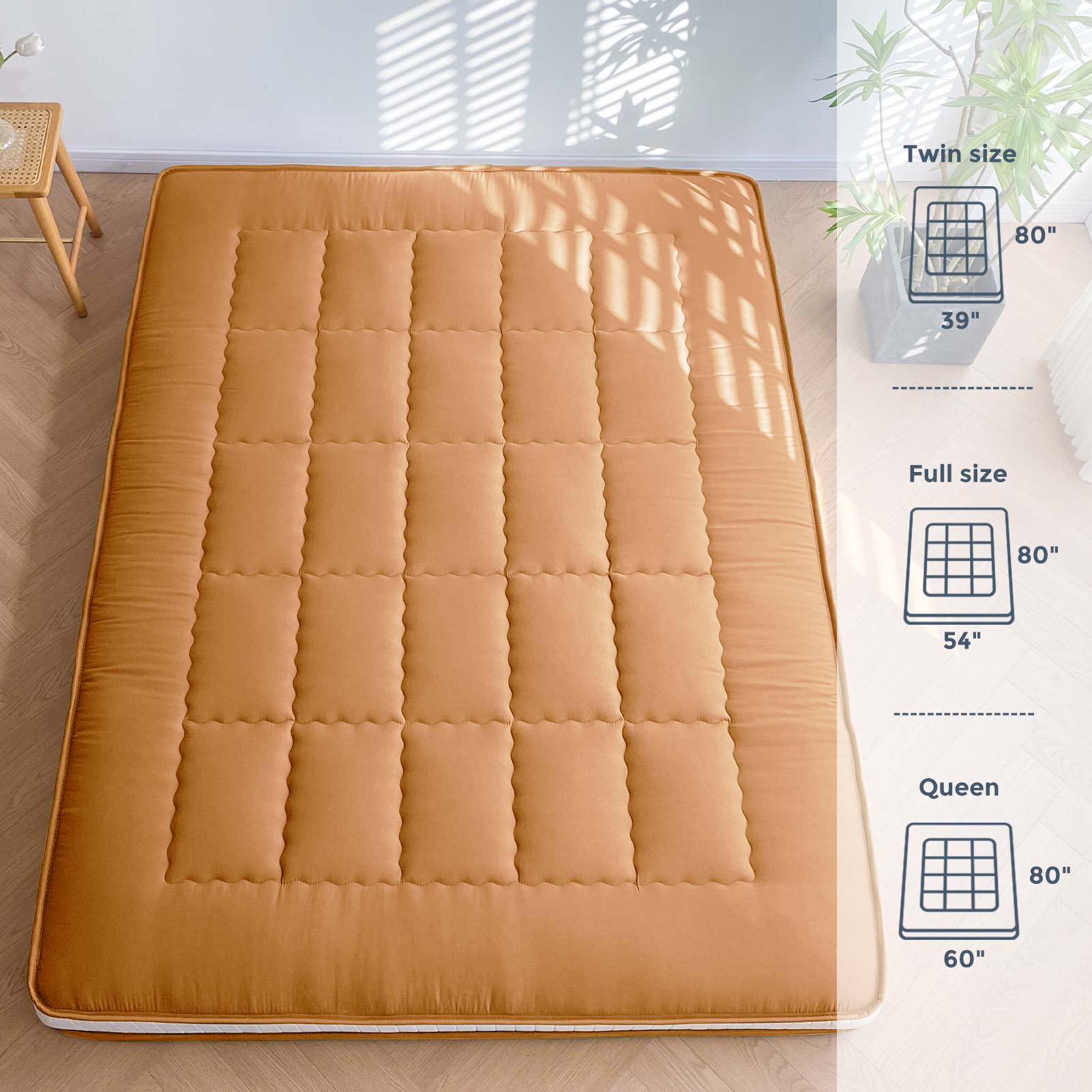MAXYOYO 6-Inch Extra Thick Japanese Futon Mattress with Rectangle Quilting - Stylish Floor Bed for Home, Guest Room or Small Spaces - Black