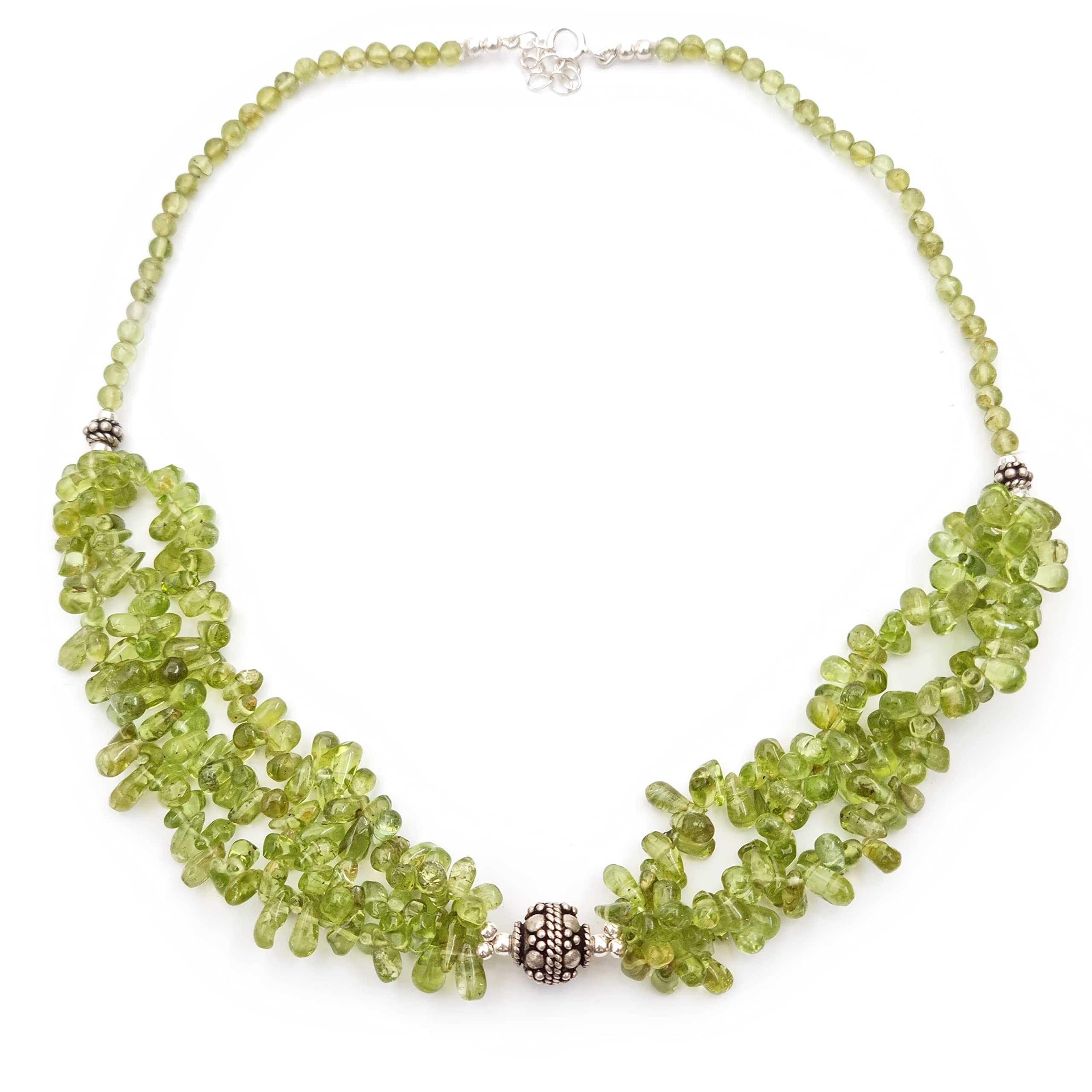 Green Peridot Necklace - Sterling Silver Teardrop Beads Jewelry for Women | August Birthstone Gift for Her | Perfect for Birthday, Anniversary & Special Occasions