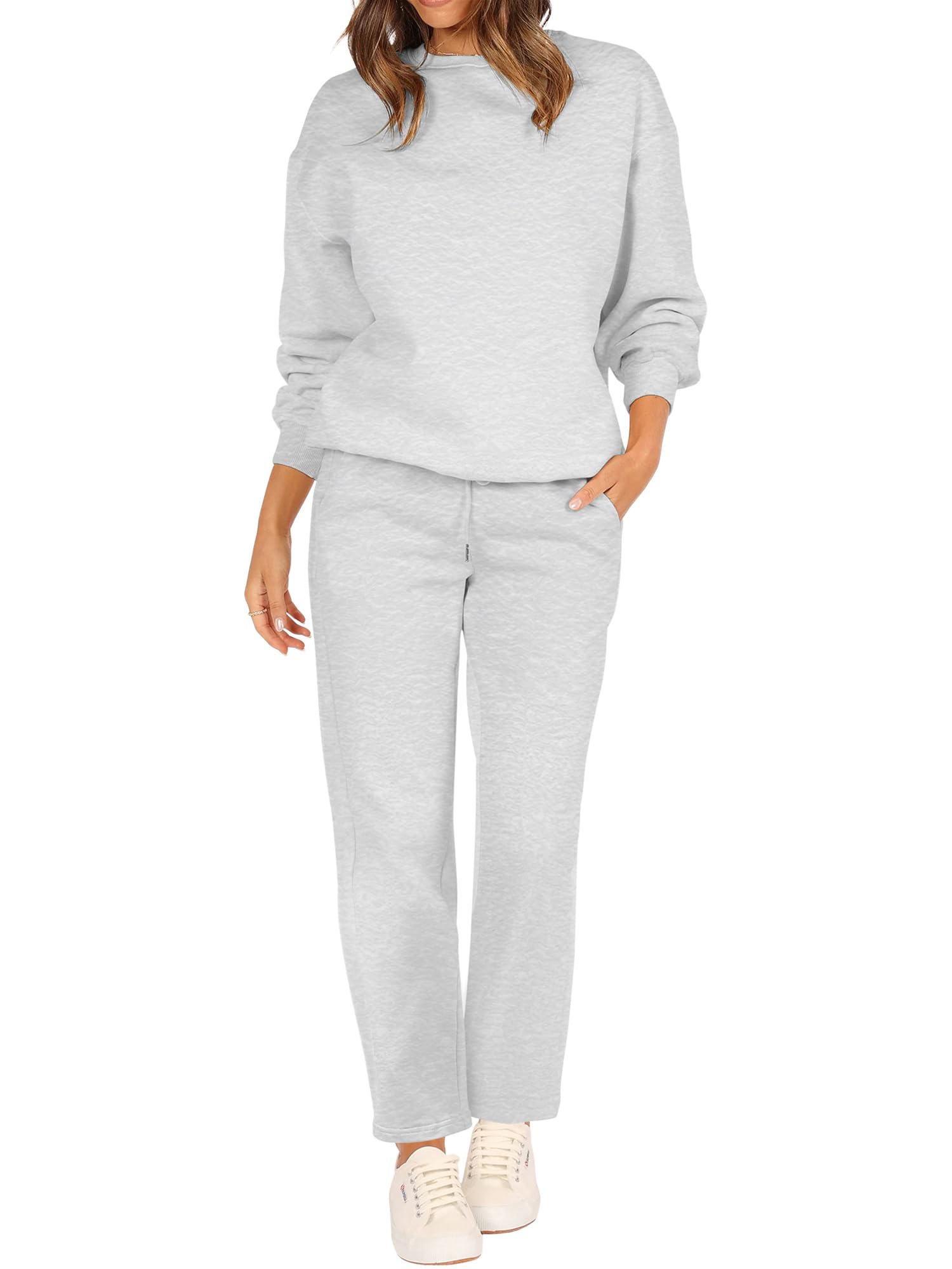 FUPHINE Women's Oversized Two Piece Lounge Set - Loose Pullover & Pants Sweatsuit Outfit for Casual Wear, Home Relaxation & Street Style Fashion