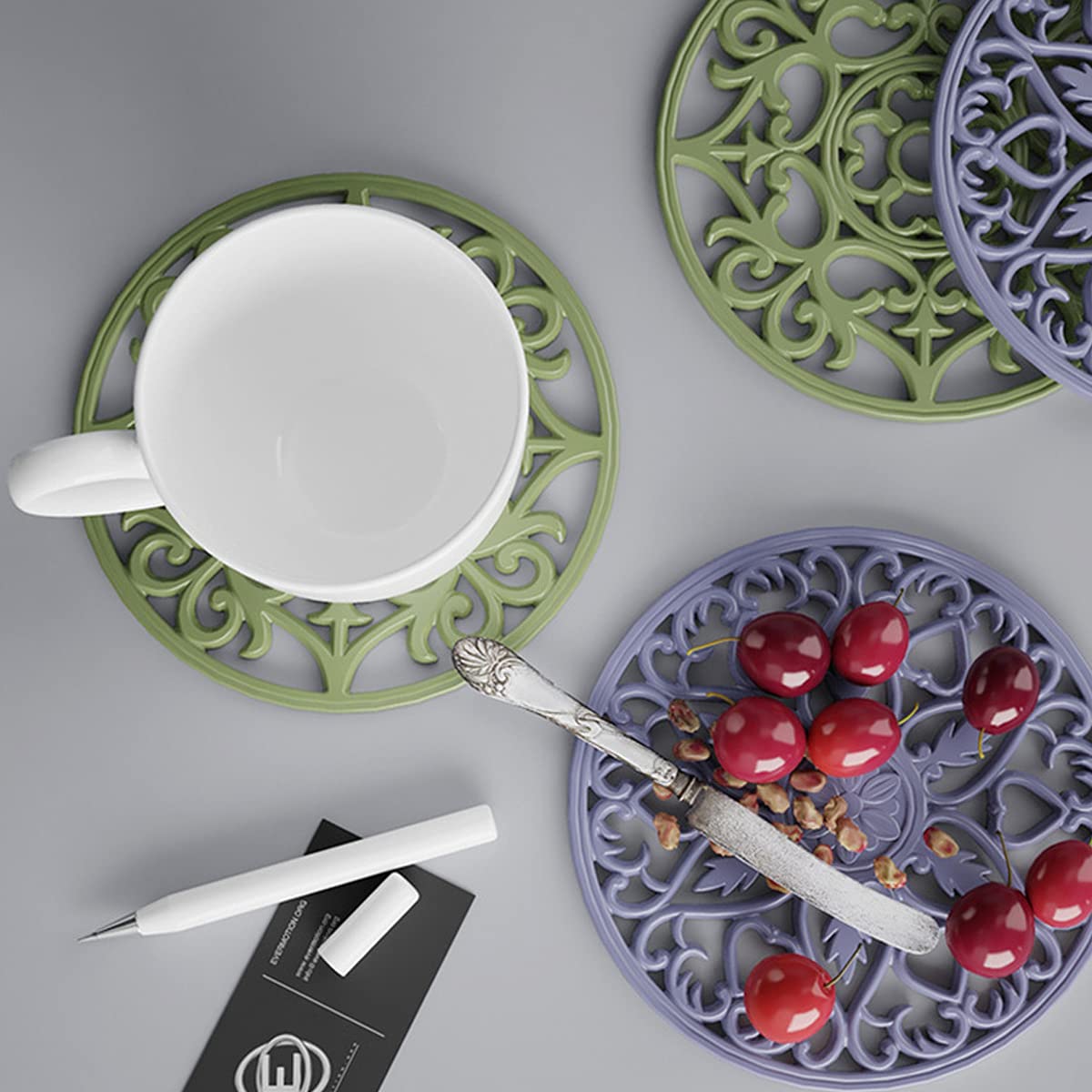 3-Piece Large Silicone Coaster Molds for Resin Casting - Round Mandala Epoxy Molds Set for DIY Carved Hollow Cup Mats - Perfect for Home Decor, Gifts & Craft Projects