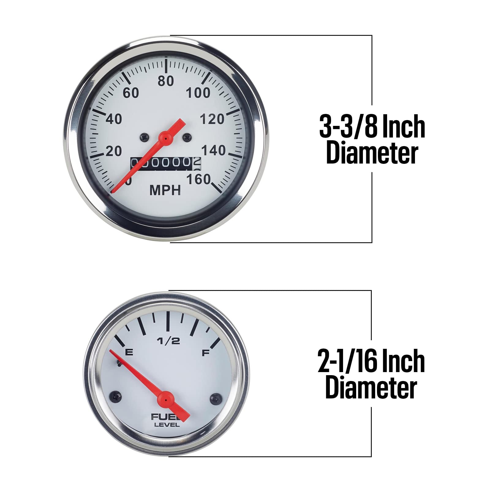 6-Gauge Vehicle Instrument Kit - White Face 3-3/8