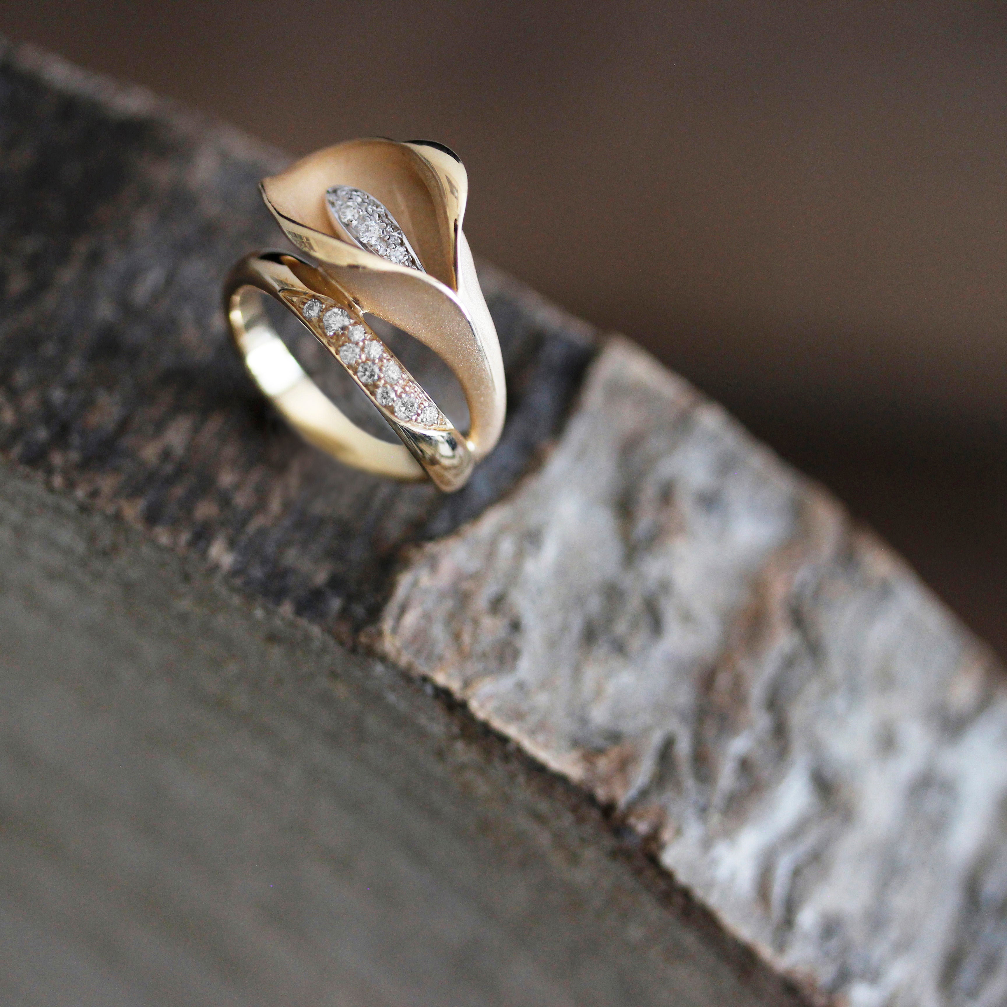 0.21ct Natural Diamond Calla Lily Ring - Elegant Solitaire Engagement Wedding Band for Women - Perfect for Proposals, Anniversaries & Special Occasions