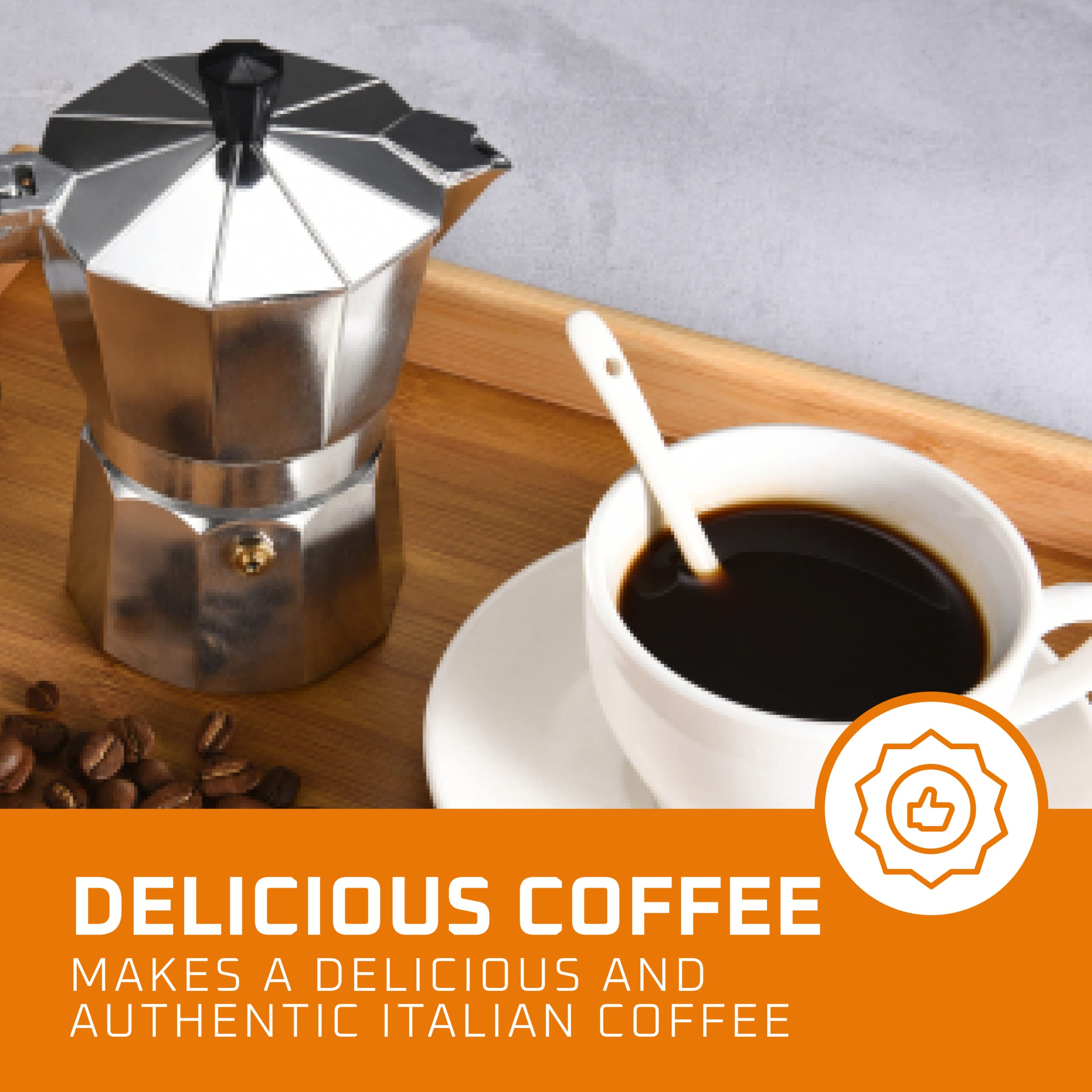 Bruntmor Manual Espresso Coffee Maker - Portable Stovetop Moka Pot & Coffee Percolator - Perfect for Espresso, Cappuccino & Brewing Rich Coffee at Home, Camping or Office Use