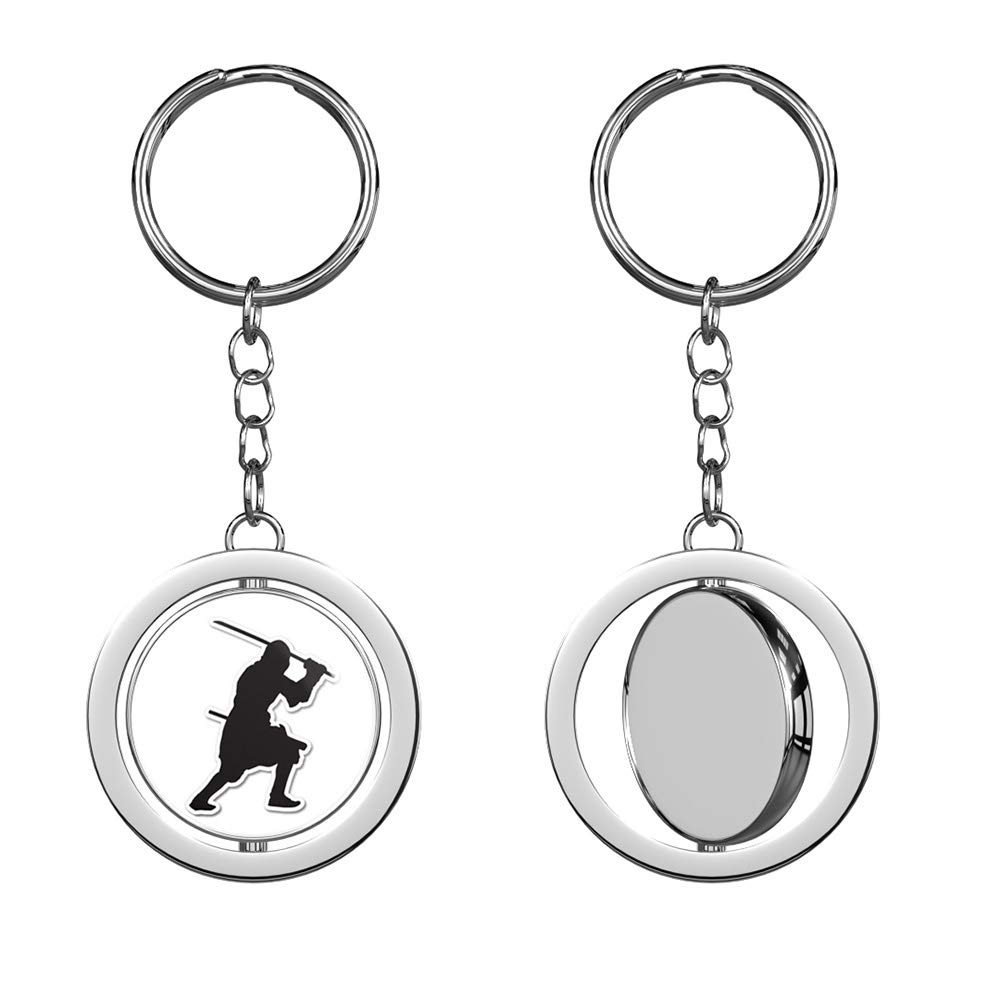 Ninja Double Sided Spinning Keychain - Silver Chrome for Keys & Gifts